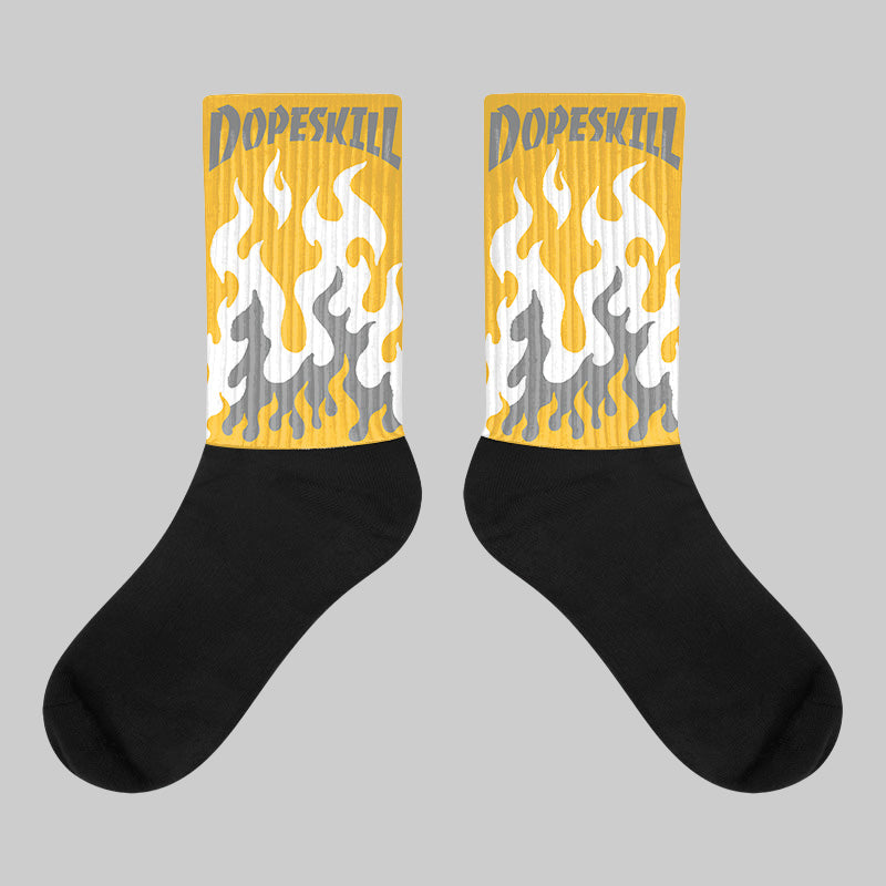 9060 Varsity Gold superstreetwear Sublimated Socks FIRE Graphic