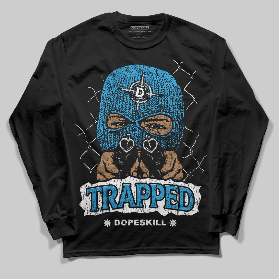 Military Blue 4s superstreetwear Long Sleeve T-Shirt New Trapped Graphic