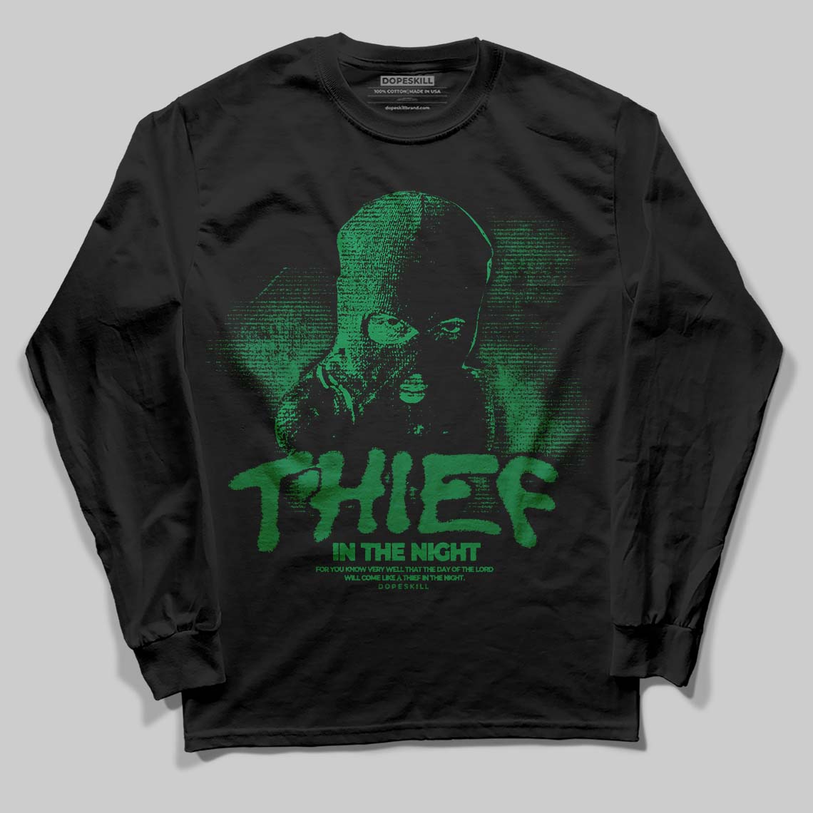 Green Collection superstreetwear Long Sleeve T-Shirt Thief In The Night Graphic