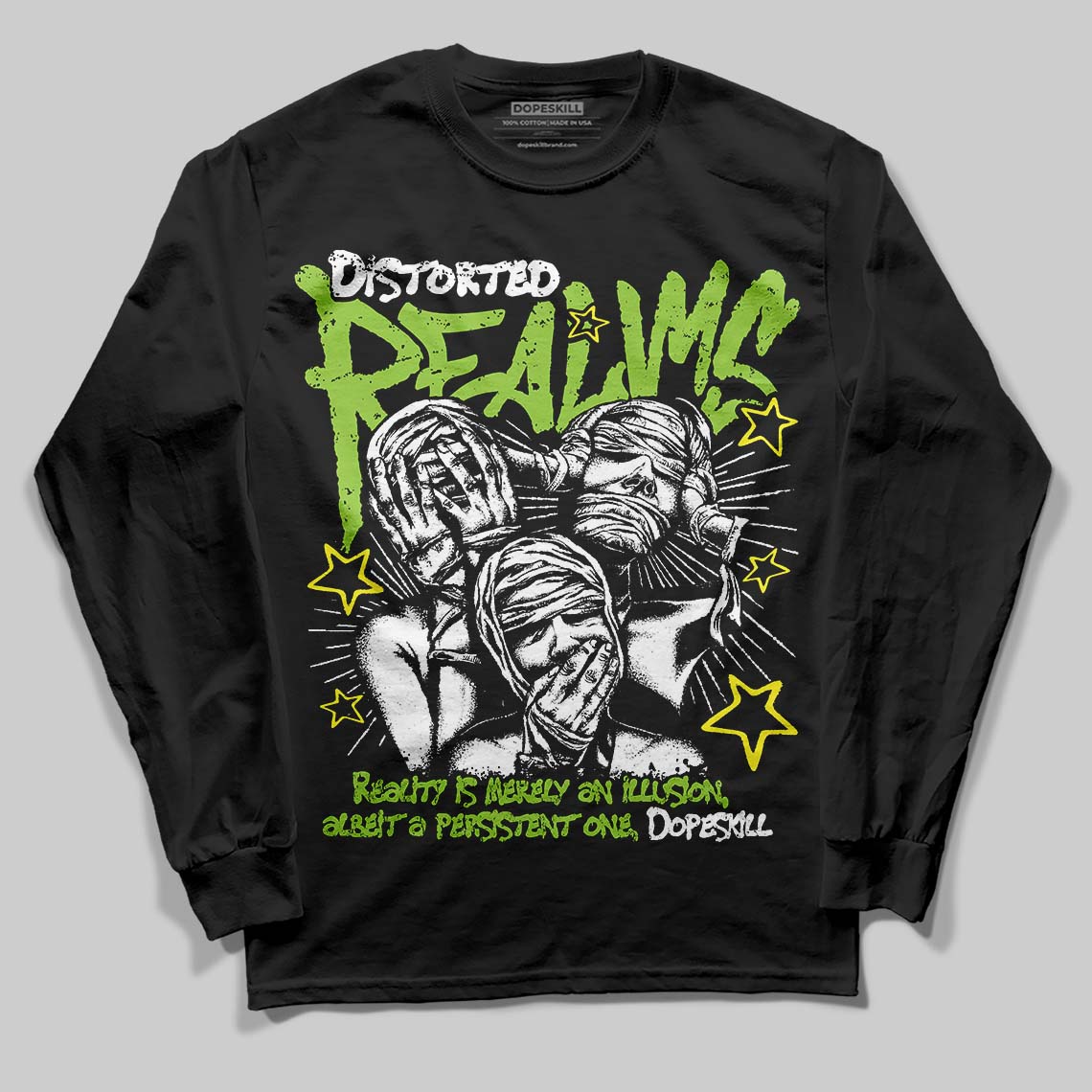 Neon Green Collection superstreetwear Long Sleeve T-Shirt Distorted Realms Graphic