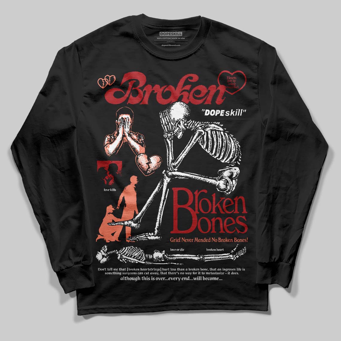 Rare Air Cinnabar 1s superstreetwear Long Sleeve T-Shirt Broken Bones Graphic