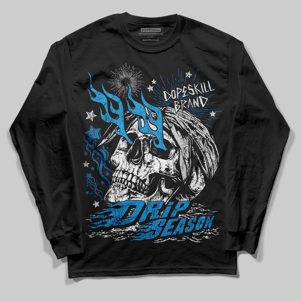 Military Blue 4s superstreetwear Long Sleeve T-Shirt Drip Season Graphic