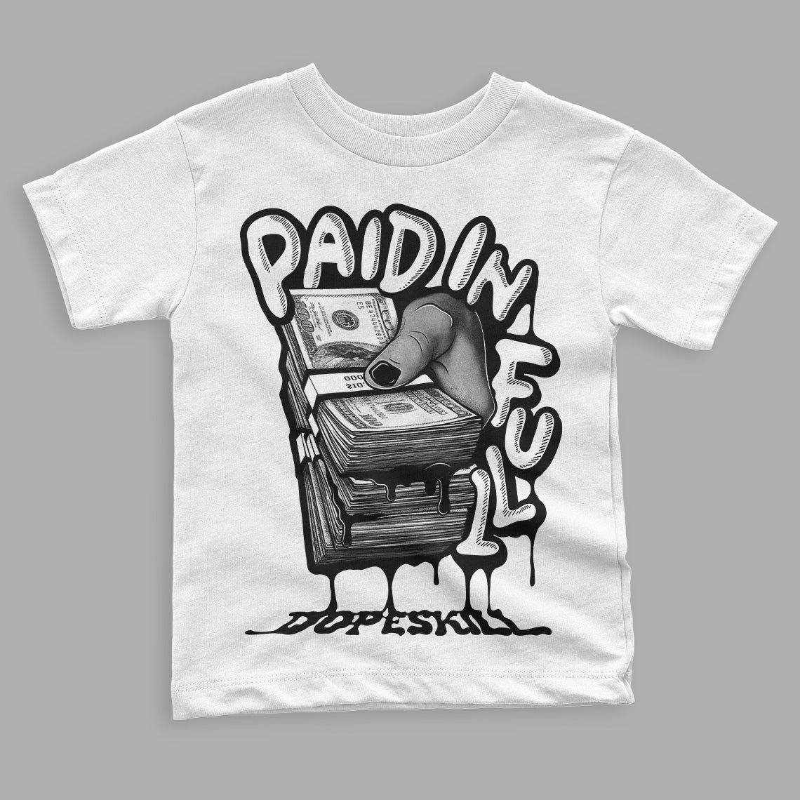 Panda White Black Dunk Low superstreetwear Toddler Kids T-shirt Paid In Full Graphic