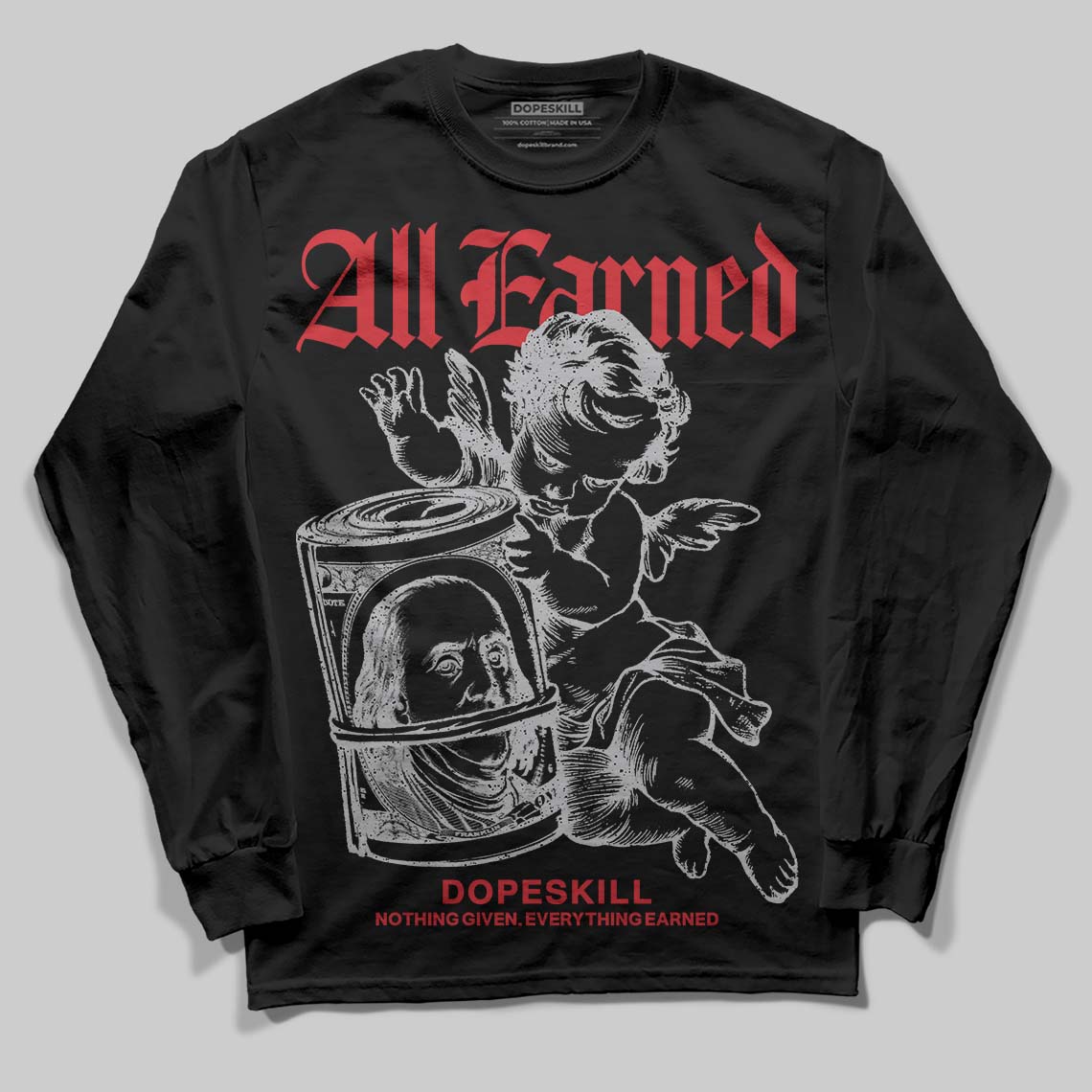 White Cement 4s superstreetwear Long Sleeve T-Shirt All Earned Graphic