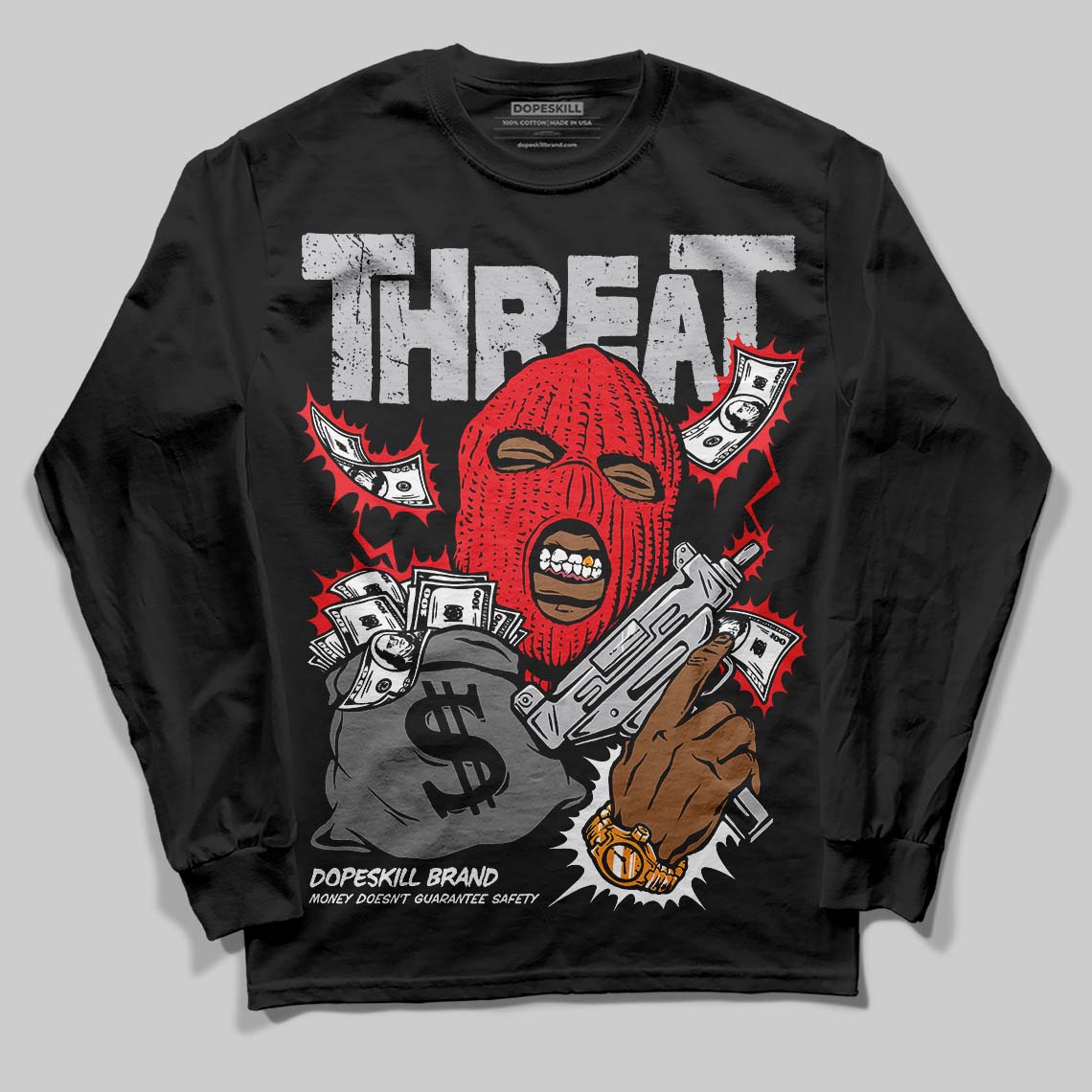 Grey Collection superstreetwear Long Sleeve T-Shirt Under Threat Graphic