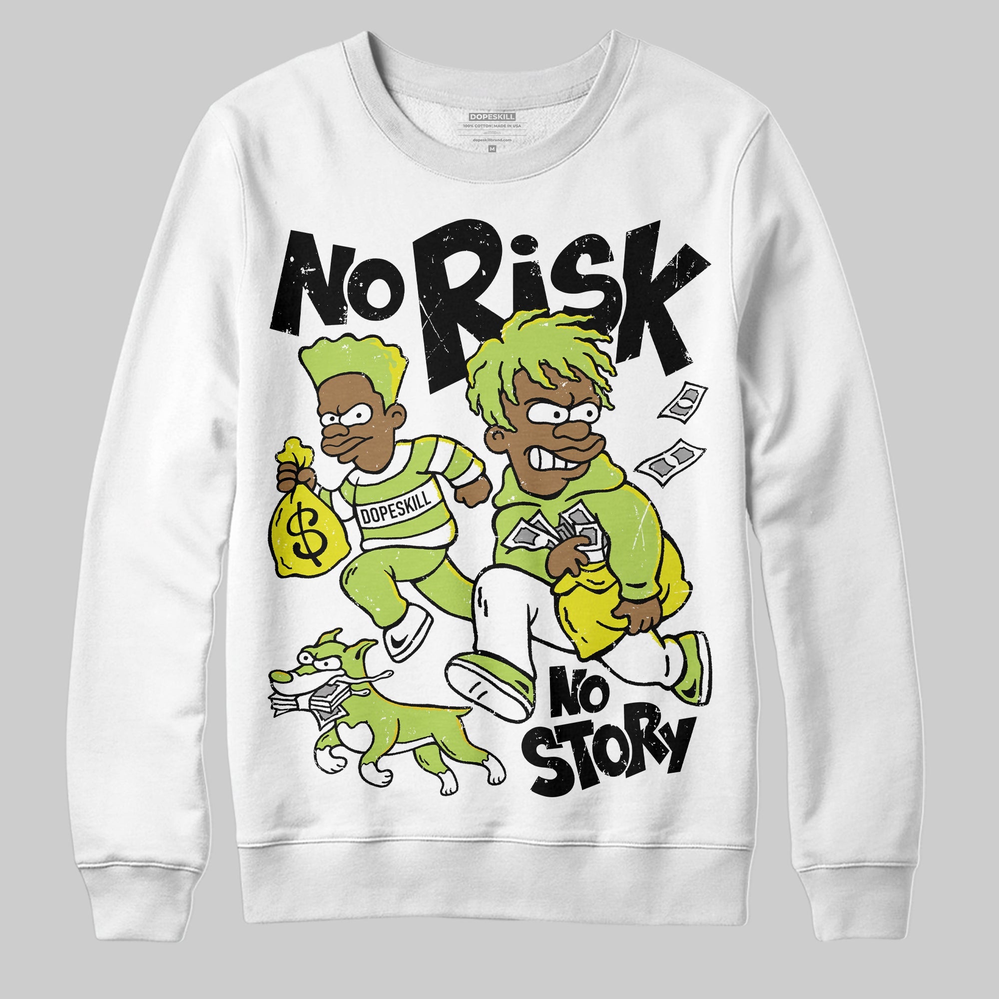 Bright Cactus 13s superstreetwear Sweatshirt No Risk No Story Graphic