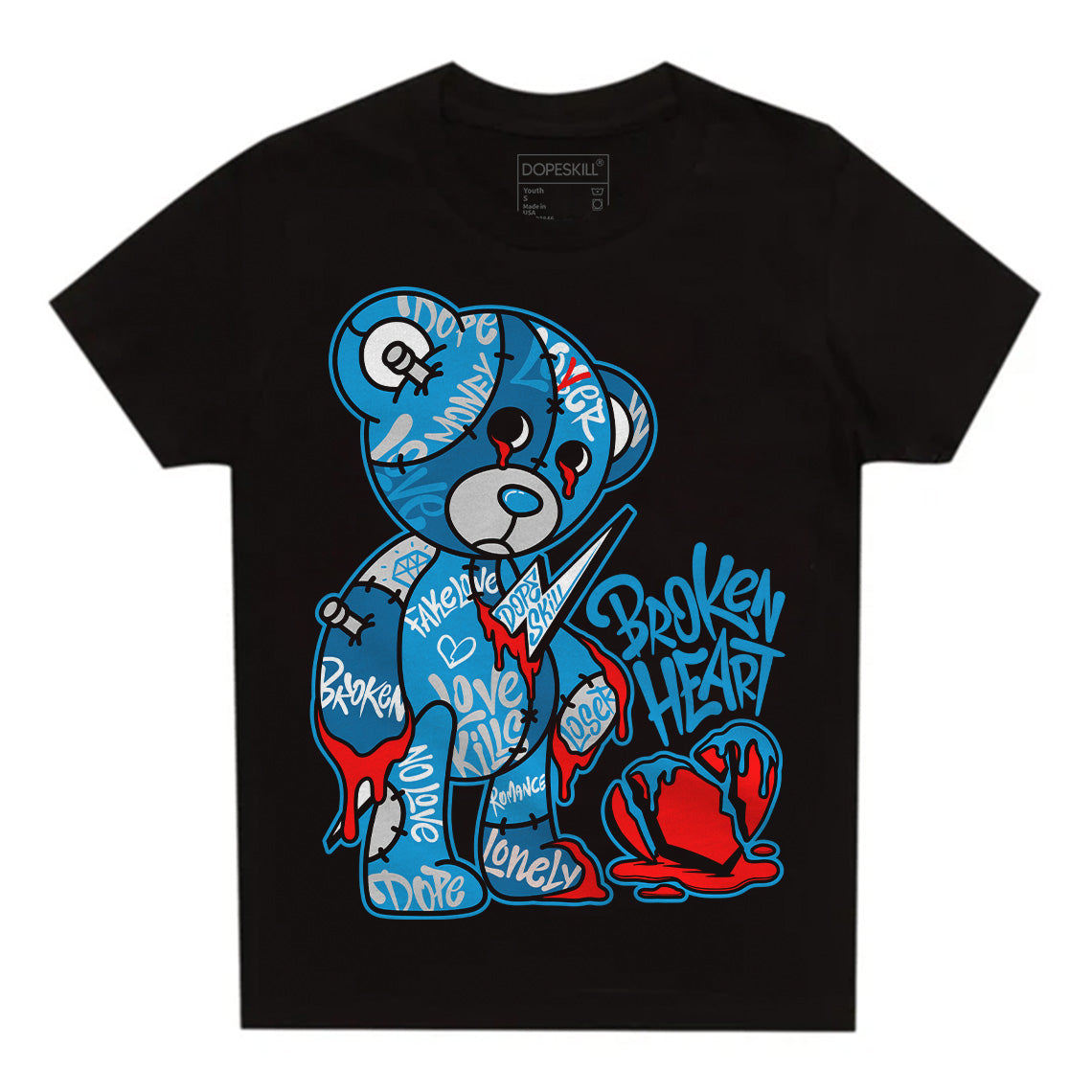 Military Blue 4s superstreetwear Toddler Kids T-shirt Broken Heart Graphic