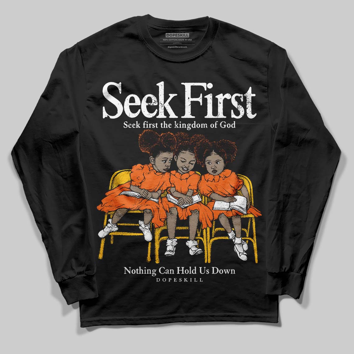 Orange Black White superstreetwear Long Sleeve T-Shirt New Seek First Graphic