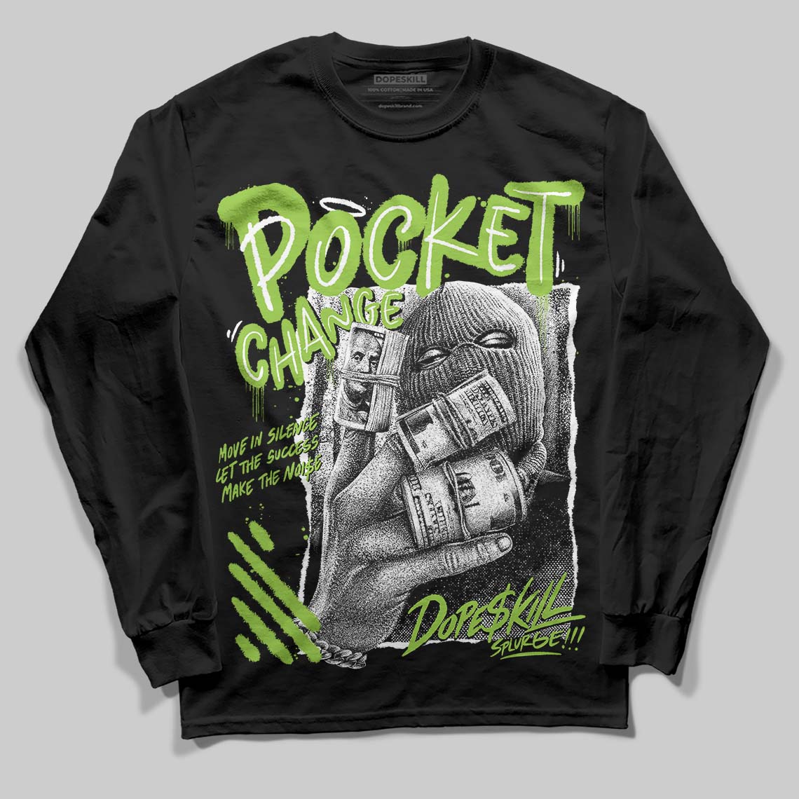 Neon Green Collection superstreetwear Long Sleeve T-Shirt Pocket Change Graphic