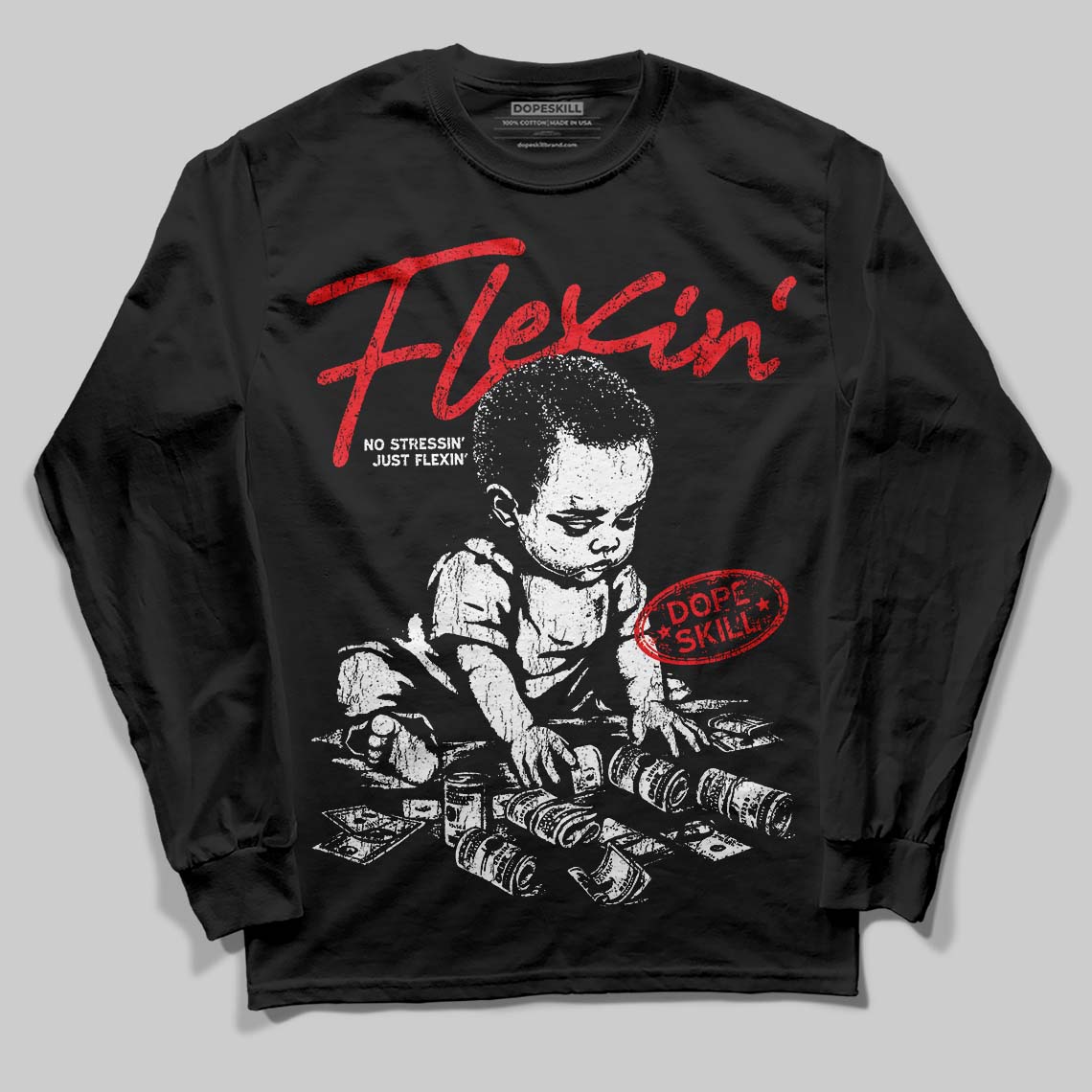 Cherry 11s superstreetwear Long Sleeve T-Shirt Flexin' Graphic