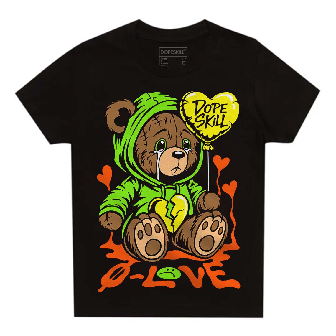 Neon Green Collection superstreetwear Toddler Kids T-shirt Broken Bear Graphic