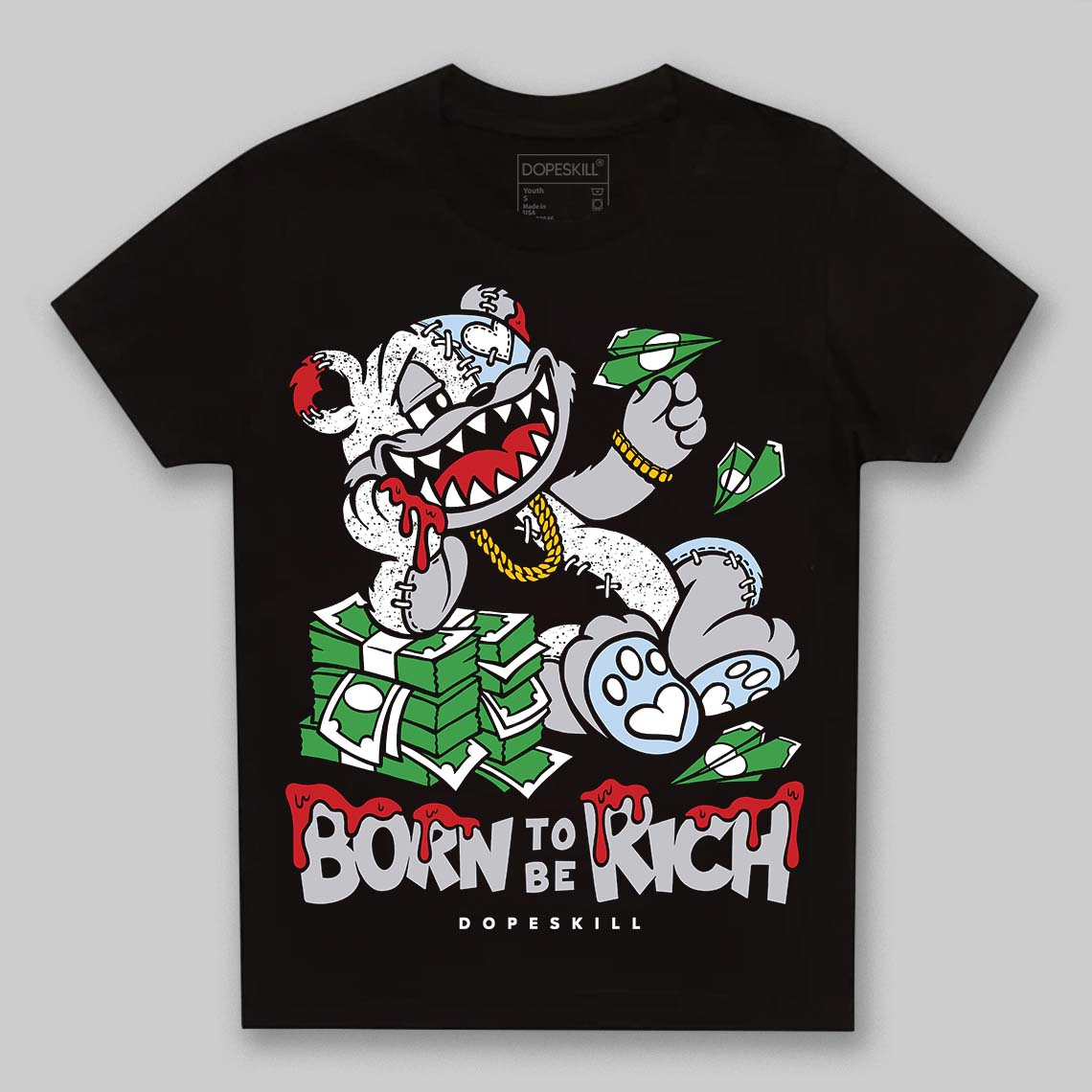 Black Metallic Reimagined 5s superstreetwear Toddler Kids T-shirt Born To Be Rich Graphic