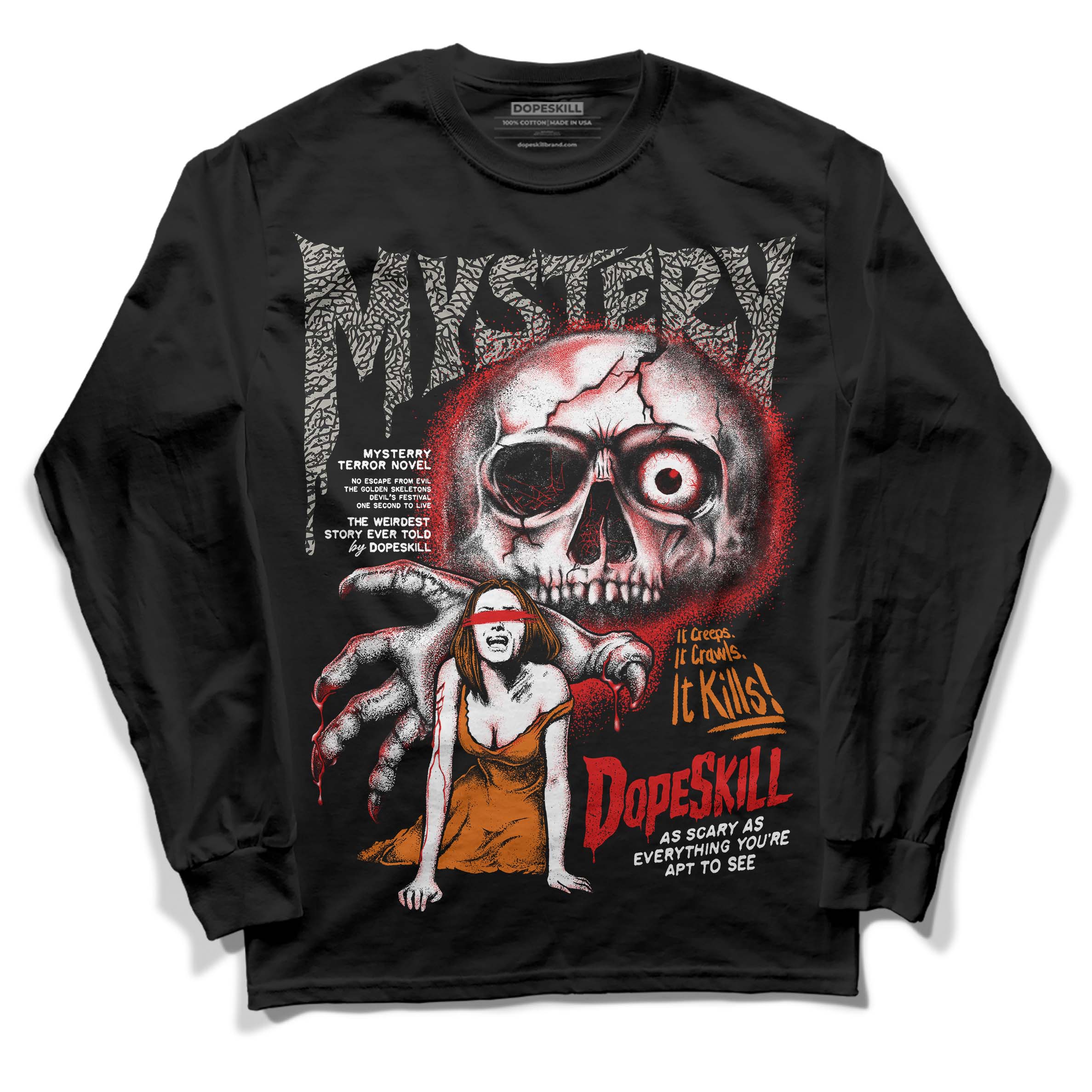 Fire Red 3s superstreetwear Long Sleeve T-Shirt Mystery Ghostly Grasp Graphic