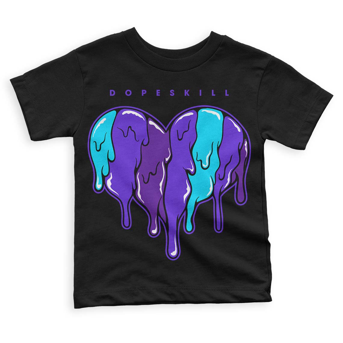 Aqua 6s superstreetwear Toddler Kids T-shirt Slime Drip Heart Graphic