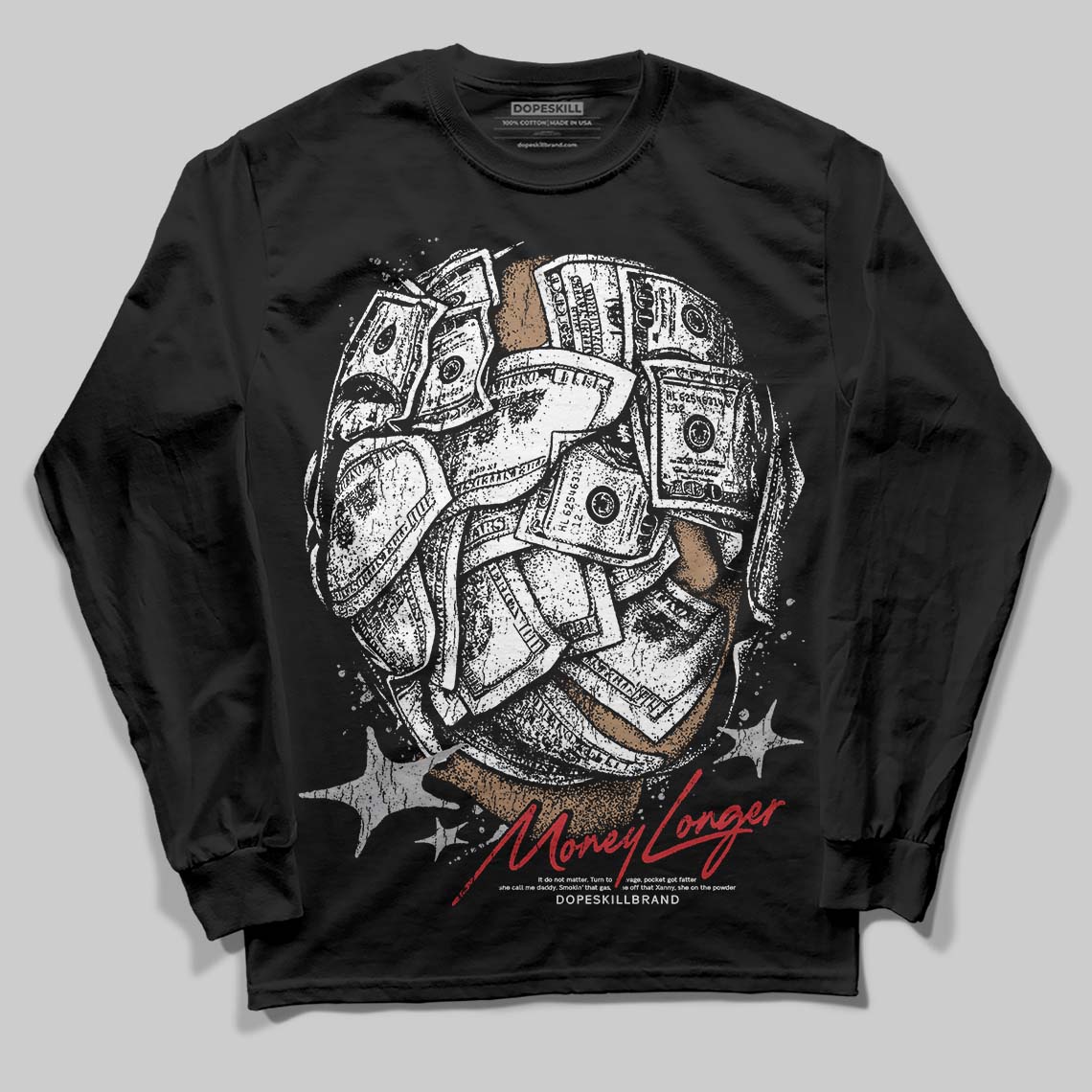 White Cement 4s superstreetwear Long Sleeve T-Shirt Money Longer Graphic