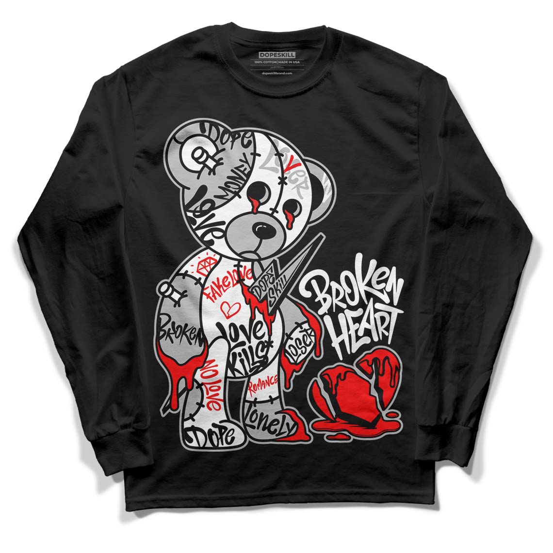 Panda White Black Dunk Low superstreetwear Long Sleeve T-Shirt Broken Heart Graphic