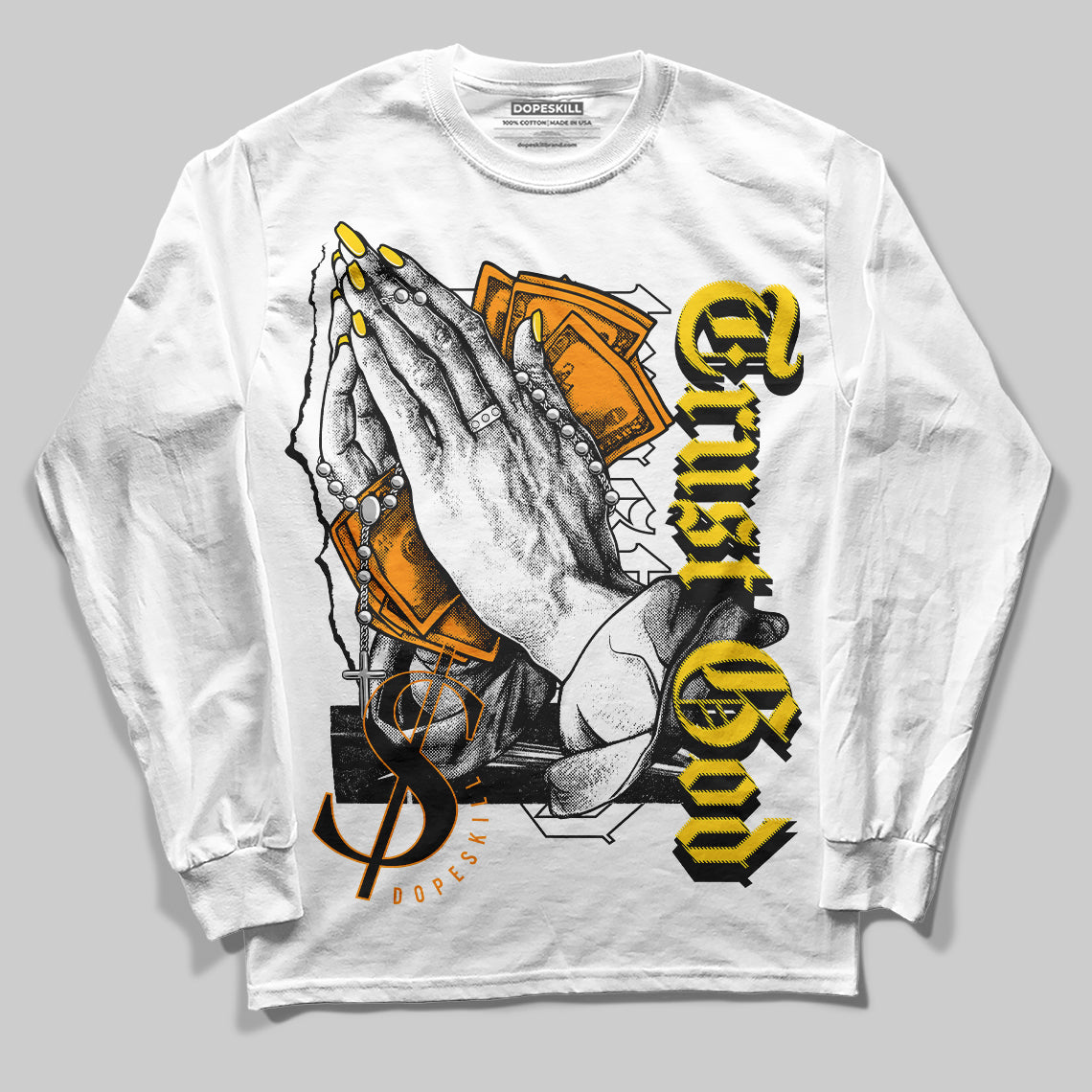 Yellow Ochre 6s superstreetwear Long Sleeve T-Shirt Trust God Graphic