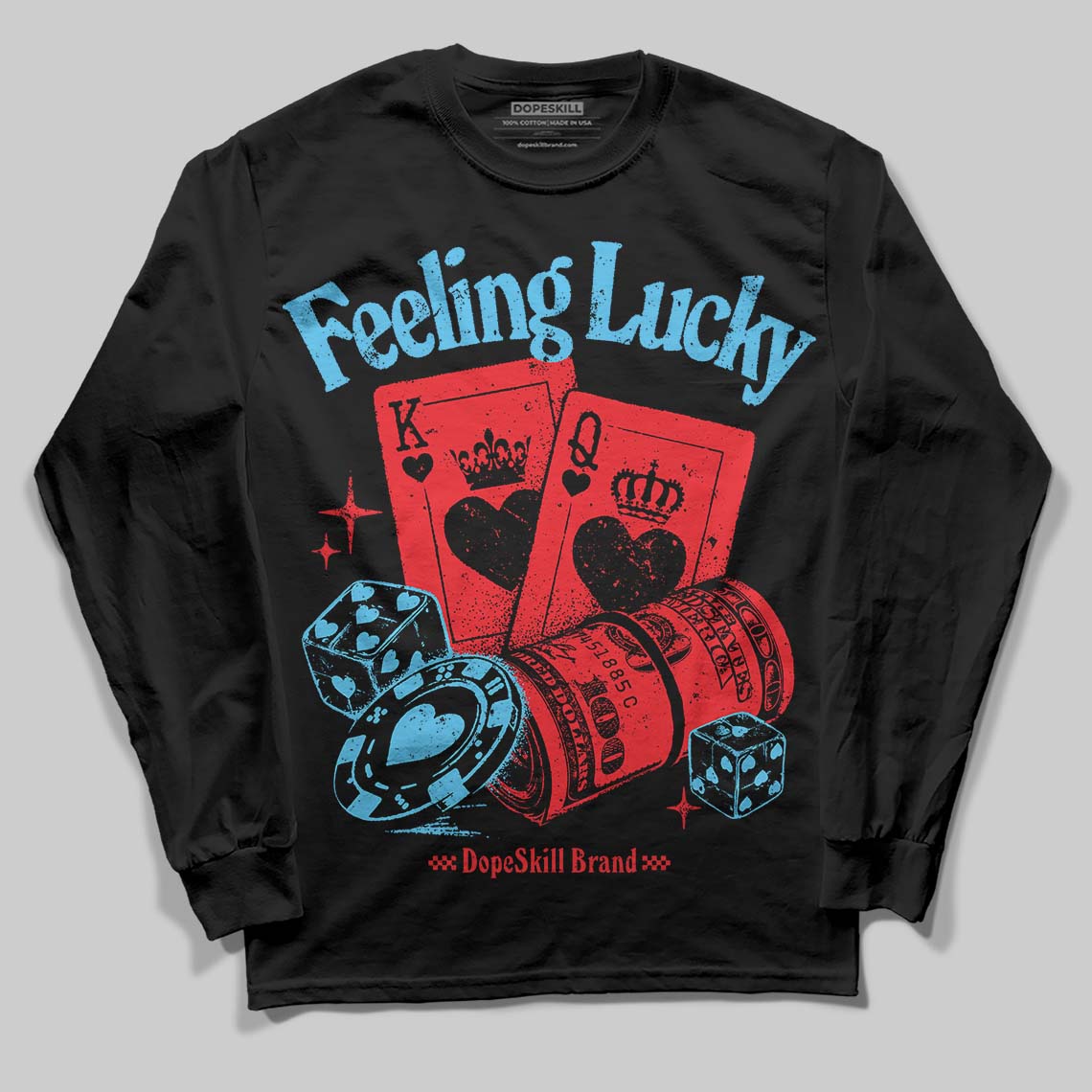 Red Collection superstreetwear Long Sleeve T-Shirt Feeling Lucky Graphic