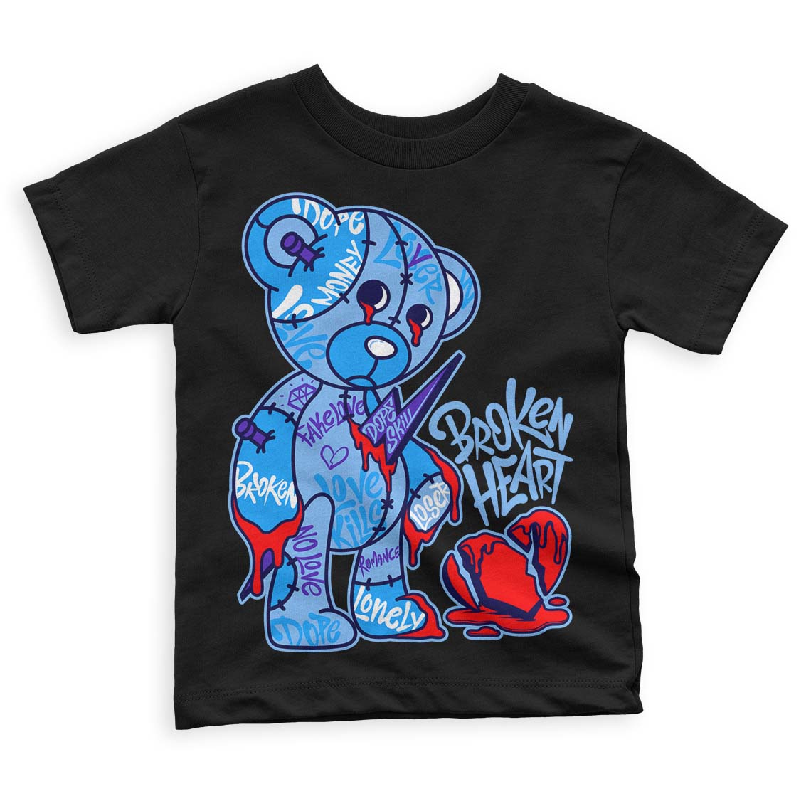 University Blue 6s superstreetwear Toddler Kids T-shirt Broken Heart Graphic