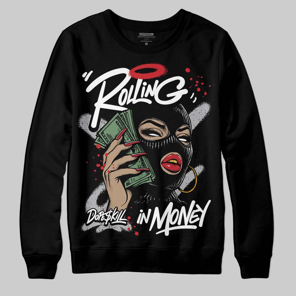 White Cement 4s superstreetwear Sweatshirt Rolling in Money Graphic