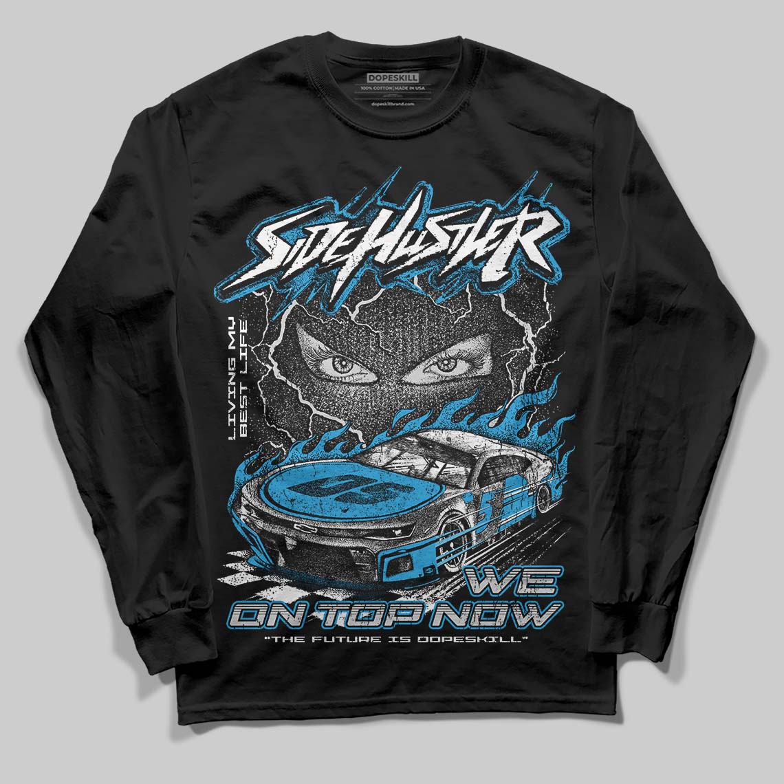 Military Blue 4s superstreetwear Long Sleeve T-Shirt New Side Hustler Graphic