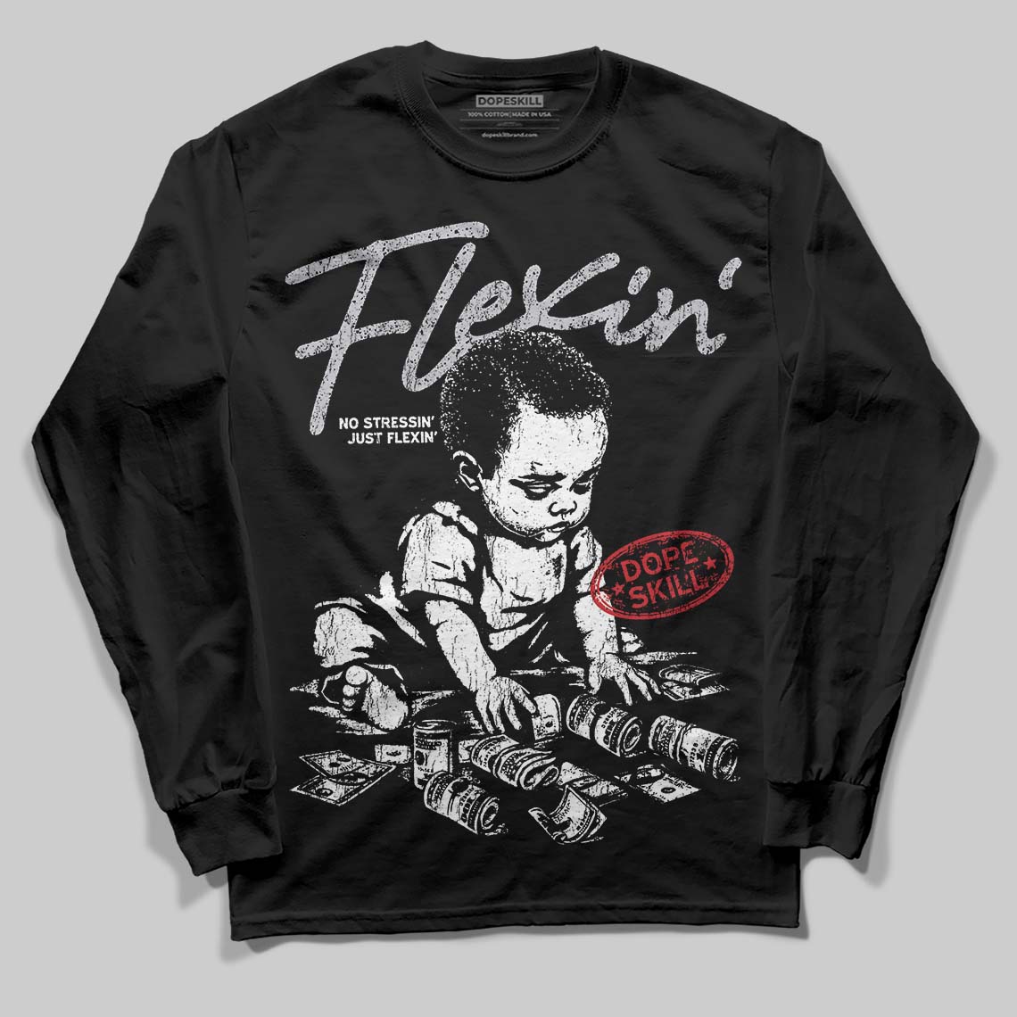 White Cement 4s superstreetwear Long Sleeve T-Shirt Flexin' Graphic