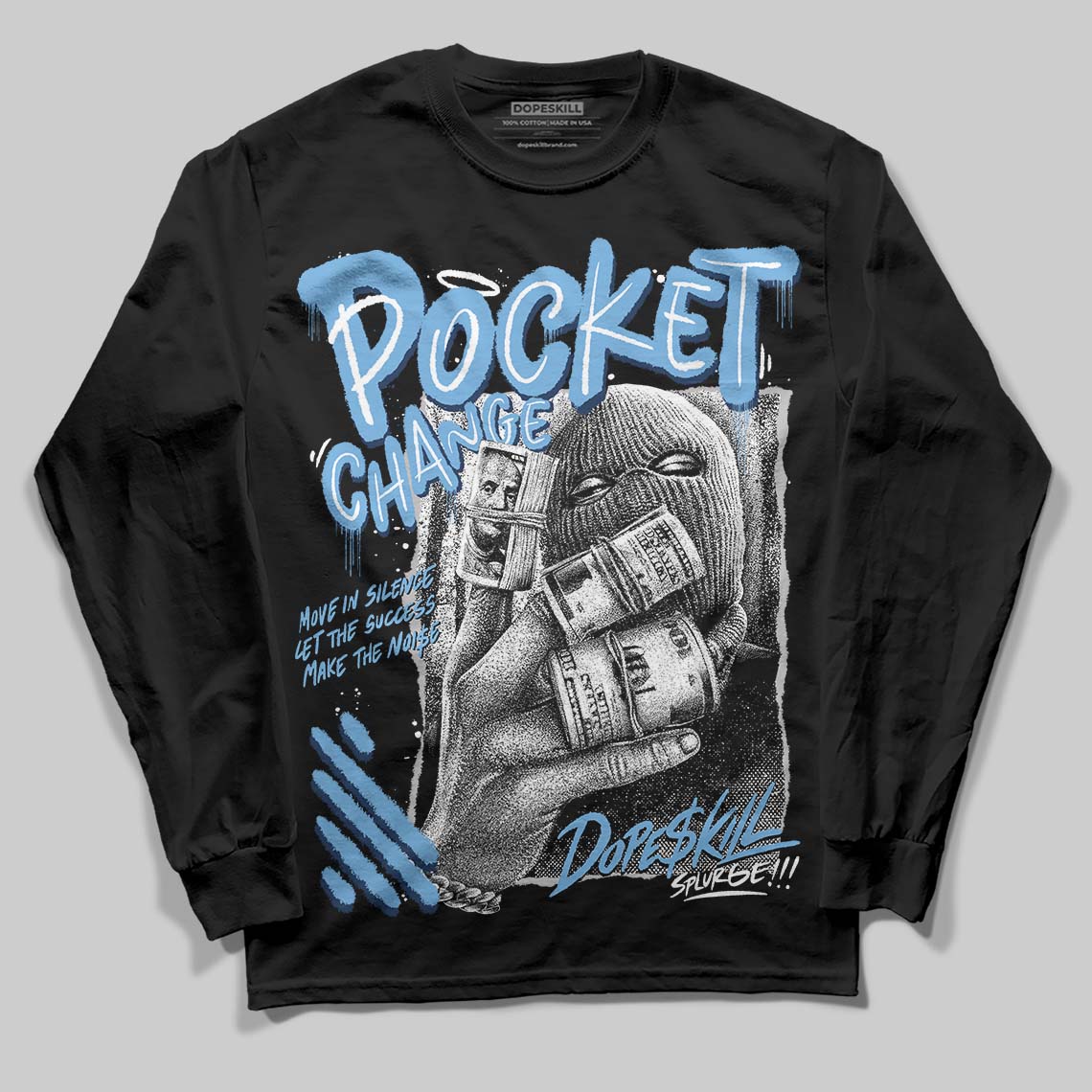 Summit White Navy 4s superstreetwear Long Sleeve T-Shirt Pocket Change Graphic