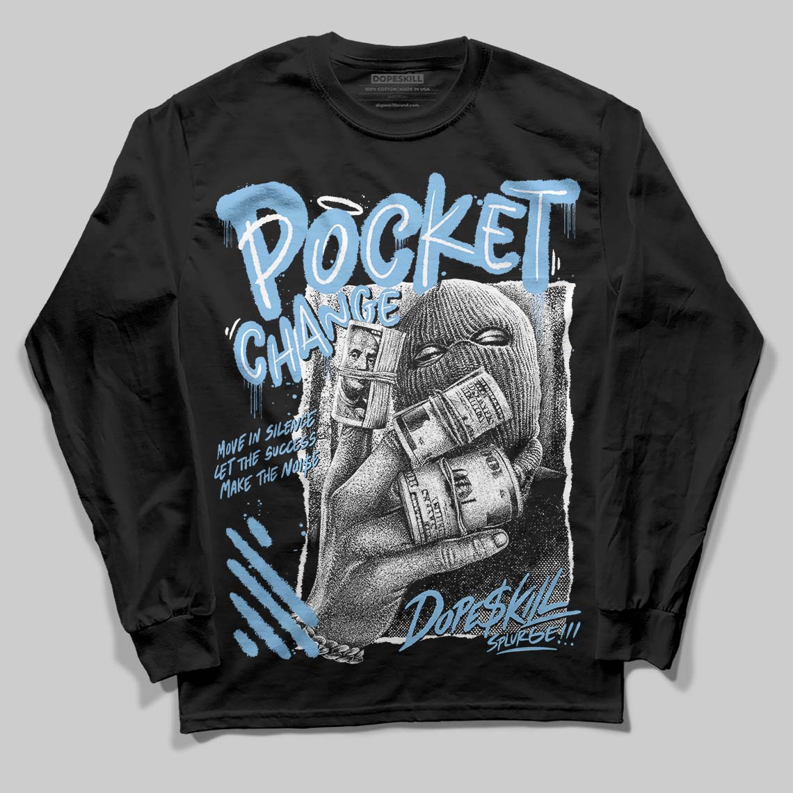 University Blue Collection superstreetwear Long Sleeve T-Shirt Pocket Change Graphic