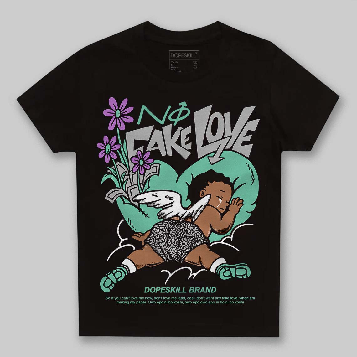 Green Glow 3s superstreetwear Toddler Kids T-shirt No Fake Love Graphic