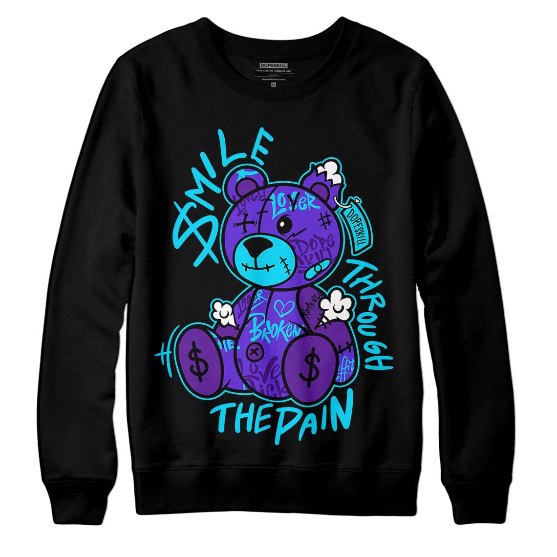 Aqua 6s superstreetwear Sweatshirt Smile Through The Pain Graphic