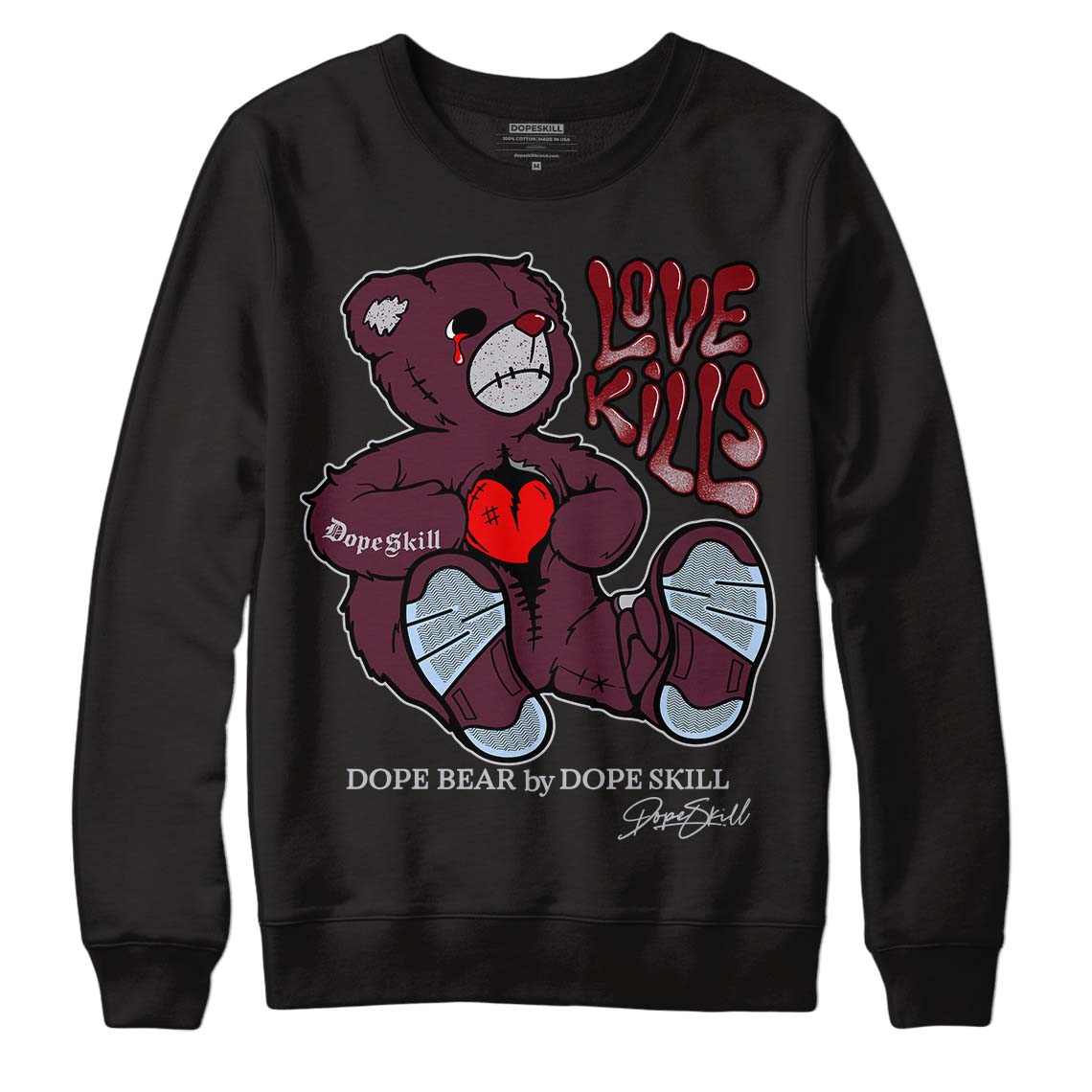 Burgundy 5s superstreetwear Sweatshirt Love Kills Graphic