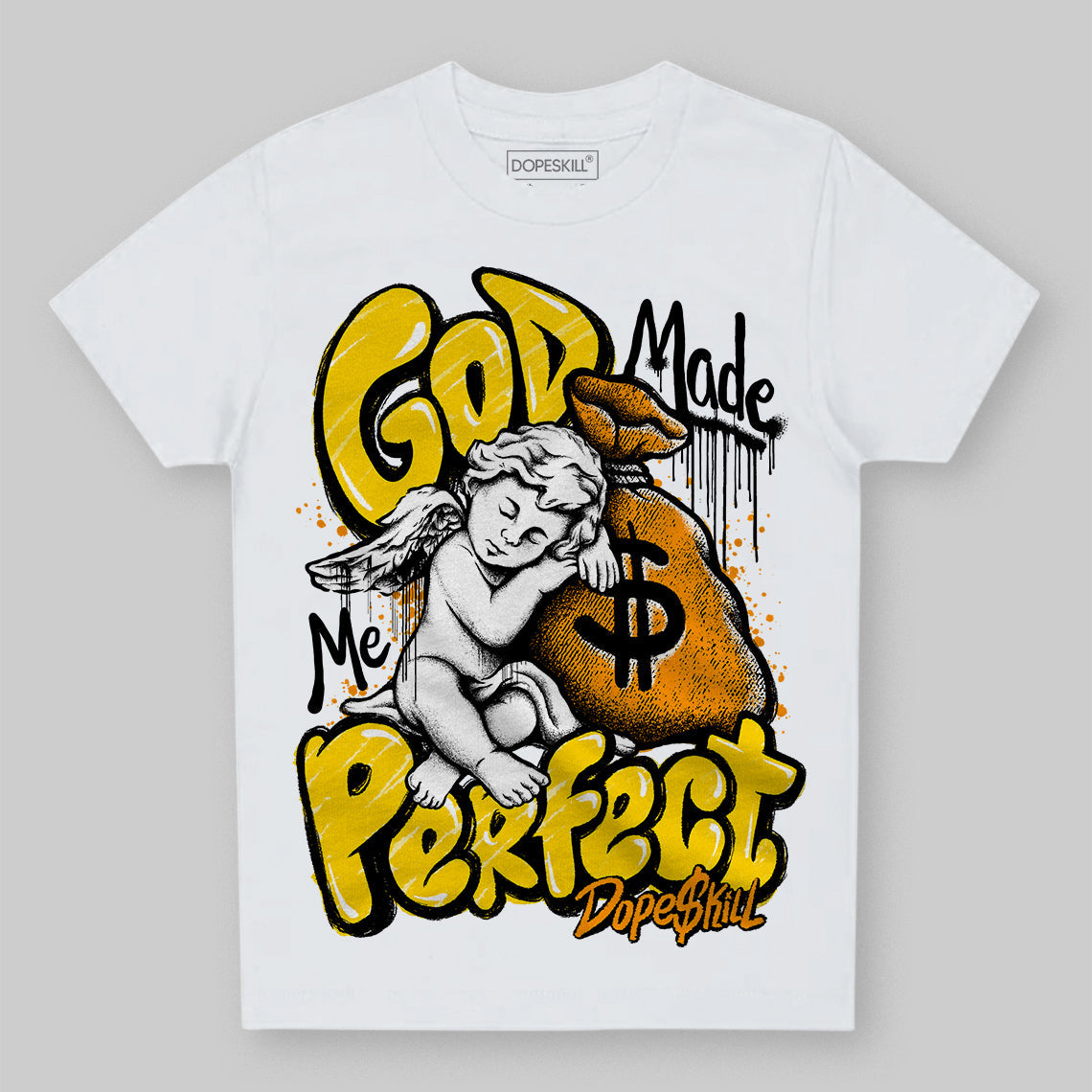 Yellow Ochre 6s superstreetwear Toddler Kids T-shirt God Made Me Perfect Graphic