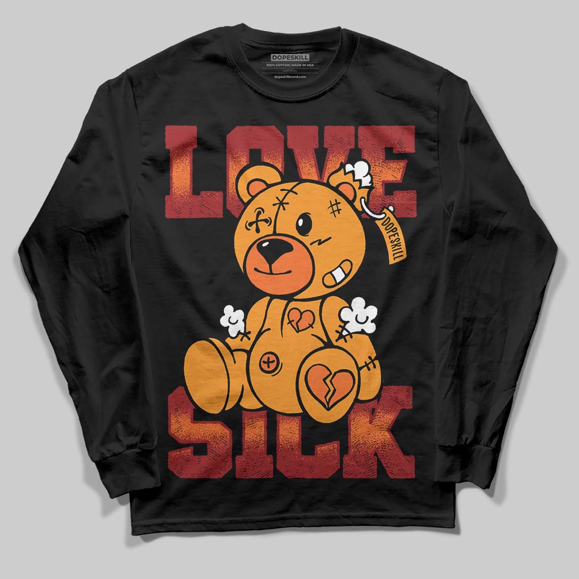 Orange Black White superstreetwear Long Sleeve T-Shirt Love Sick Graphic