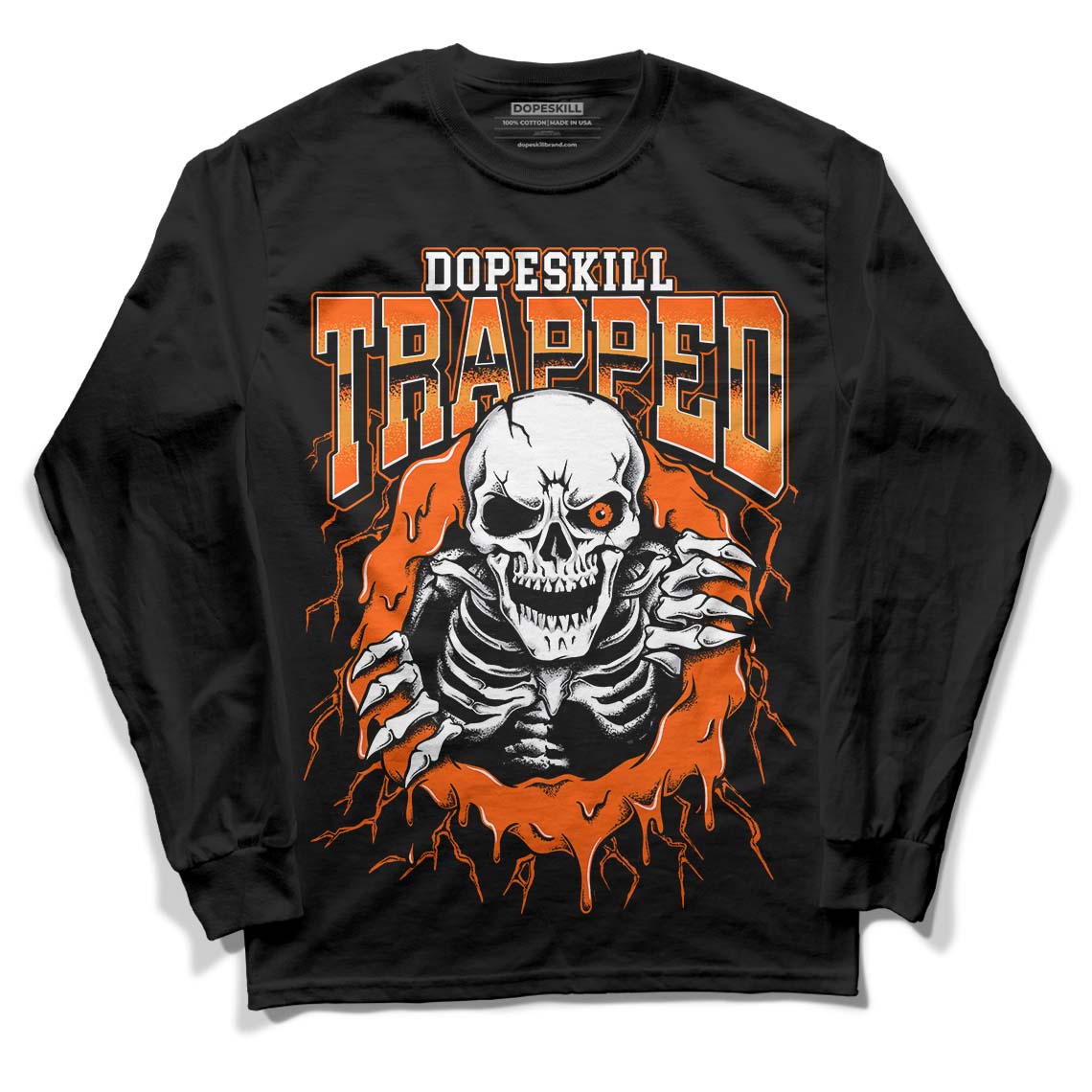 Brilliant Orange 12s superstreetwear Long Sleeve T-Shirt Trapped Halloween Graphic