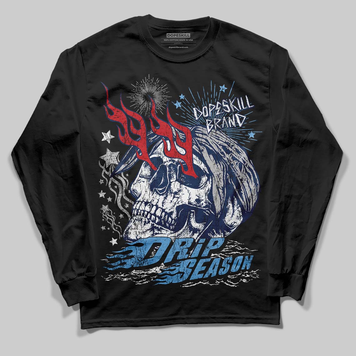 Summit White Navy 4s superstreetwear Long Sleeve T-Shirt Drip Season Graphic