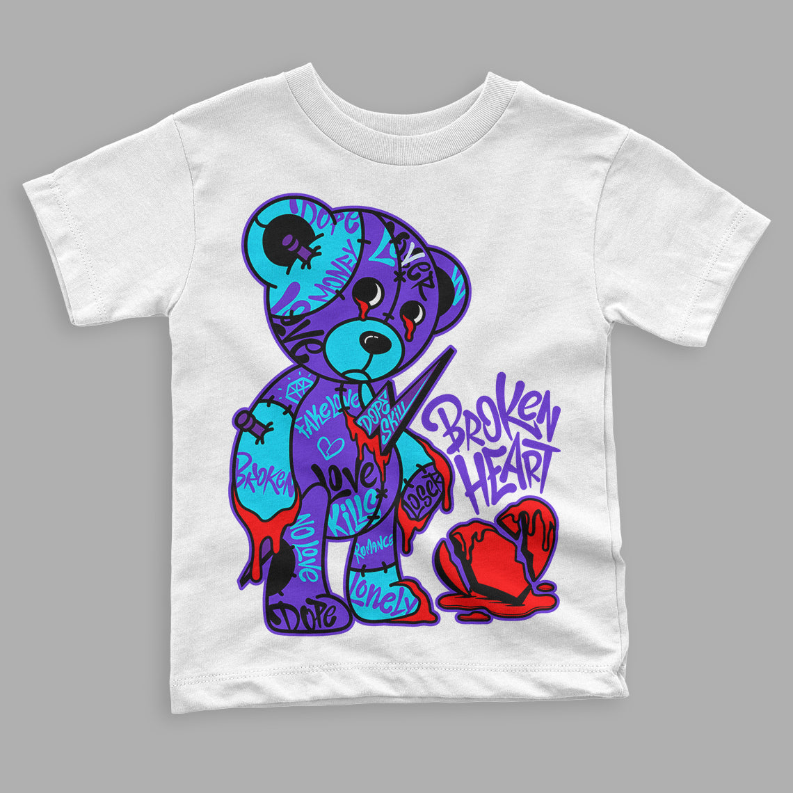 Aqua 6s superstreetwear Toddler Kids T-shirt Broken Heart Graphic