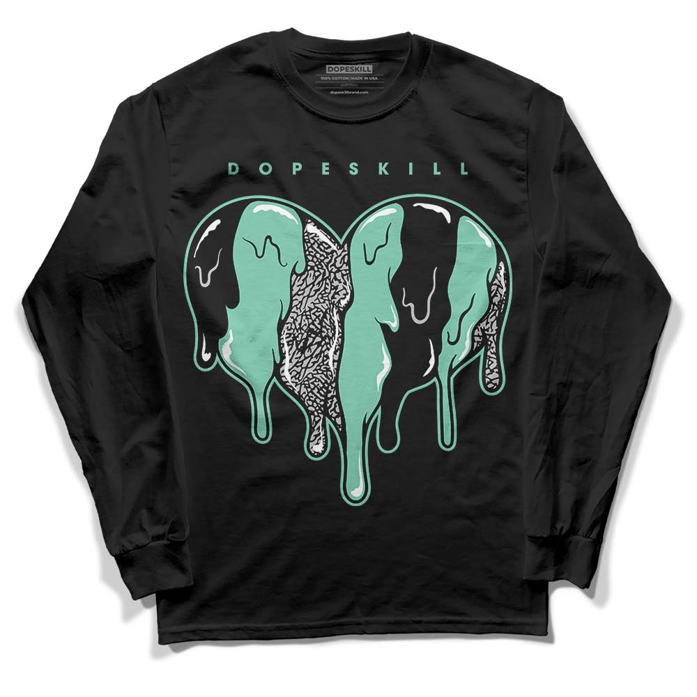 Green Glow 3s superstreetwear Long Sleeve T-Shirt Slime Drip Heart Graphic