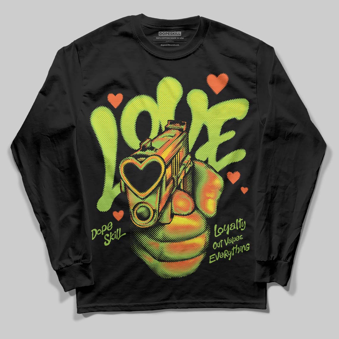 Neon Green Collection superstreetwear Long Sleeve T-Shirt Love Shot Graphic
