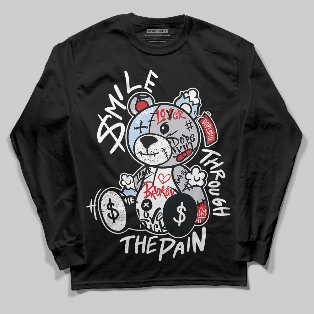 Black Metallic Reimagined 5s superstreetwear Long Sleeve T-Shirt Smile Through The Pain Graphic