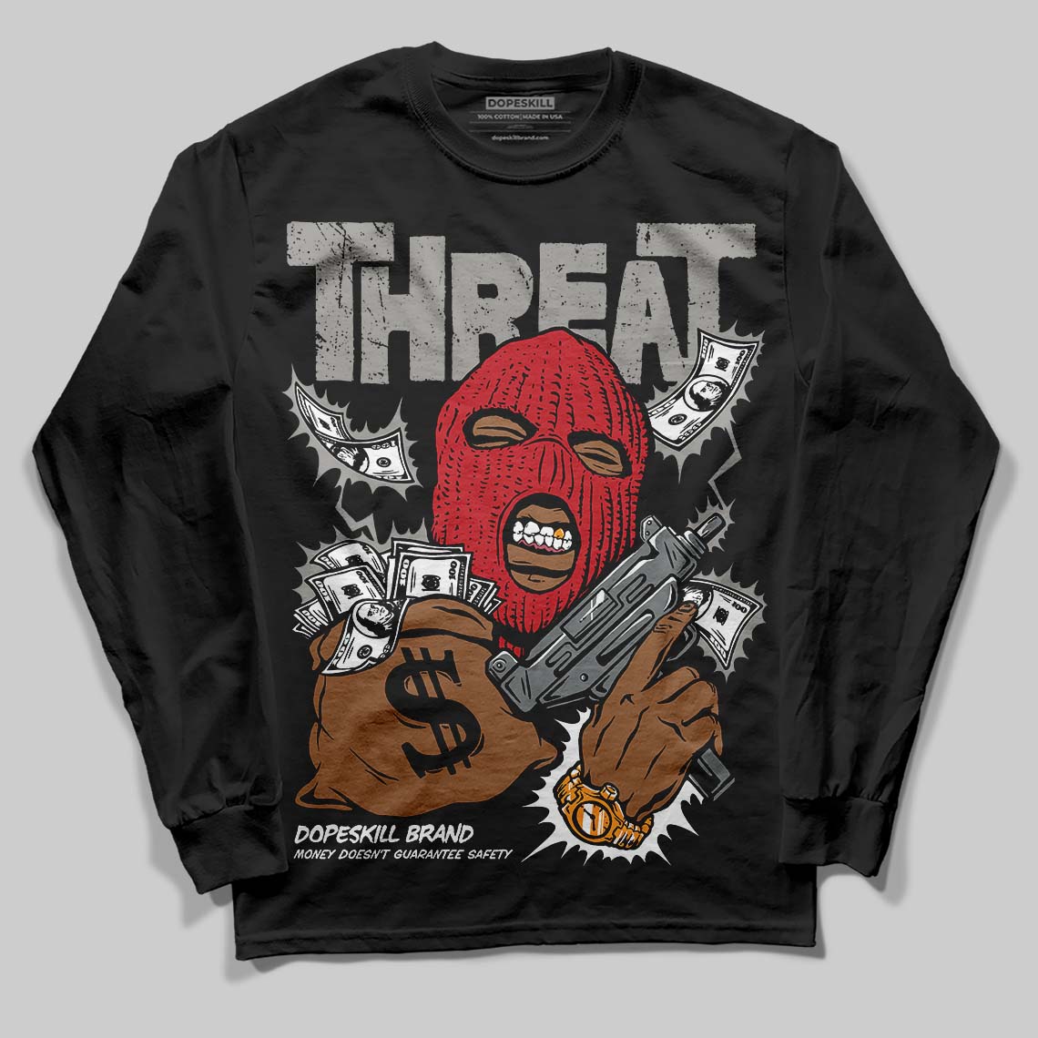Cool Grey 9s superstreetwear Long Sleeve T-Shirt Under Threat Graphic