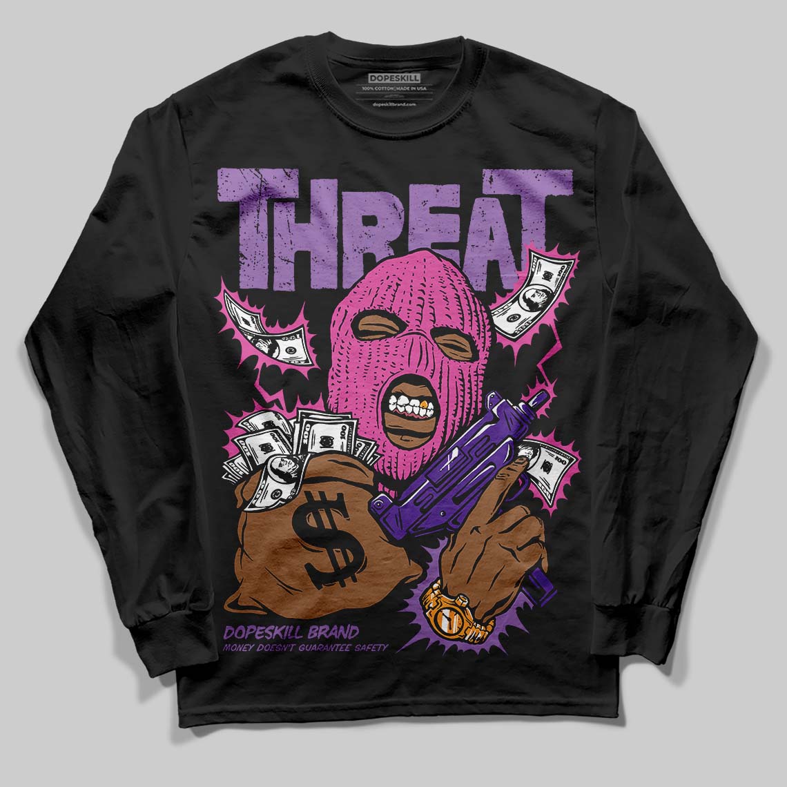 PURPLE Collection superstreetwear Long Sleeve T-Shirt Under Threat Graphic