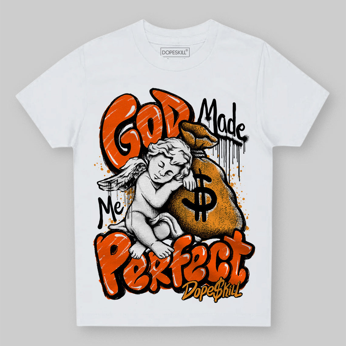 Brilliant Orange 12s superstreetwear Toddler Kids T-shirt God Made Me Perfect Graphic