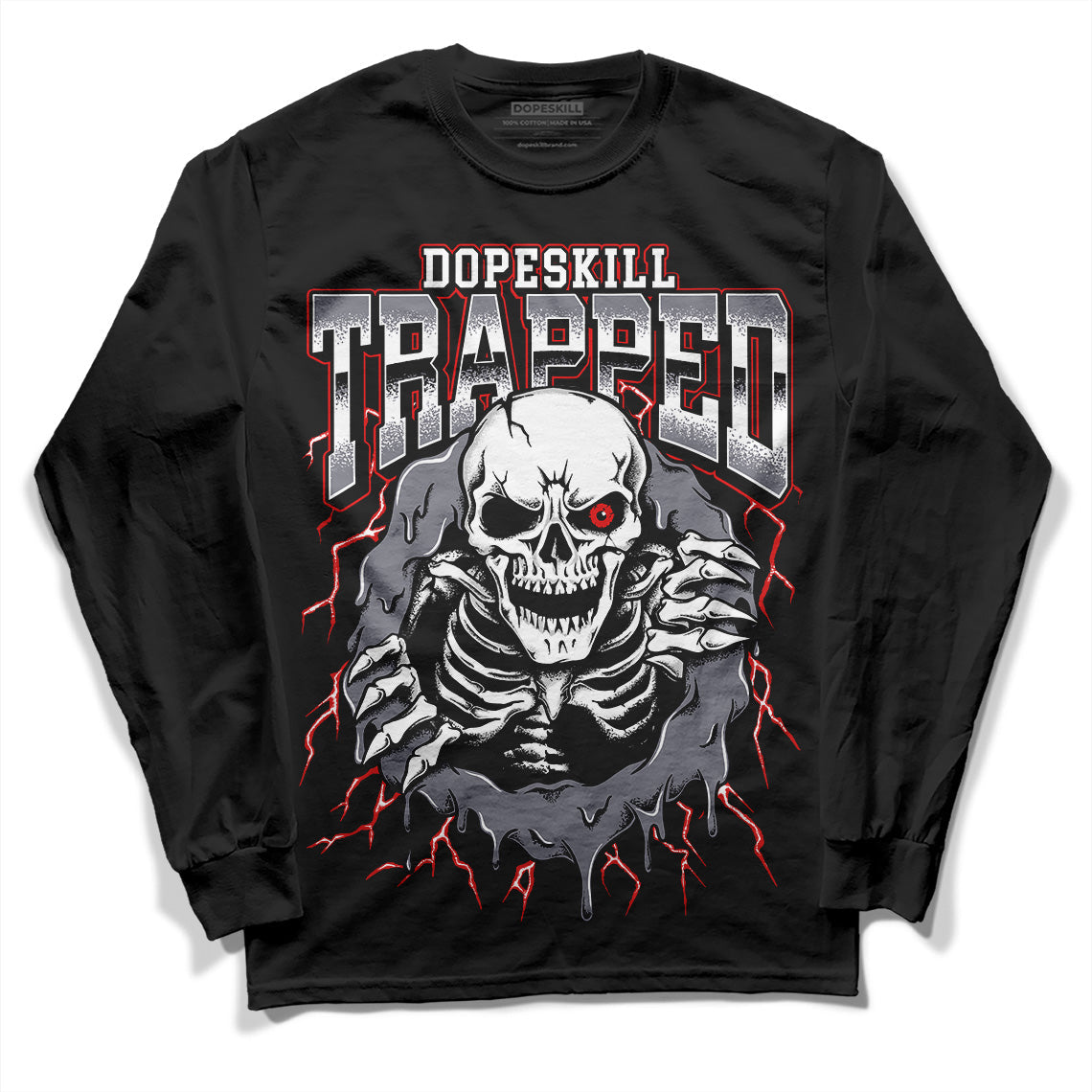 Fire Red 9s superstreetwear Long Sleeve T-Shirt Trapped Halloween Graphic