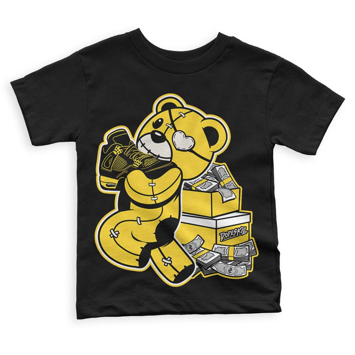 Black Tour Yellow AJ 4 Thunder superstreetwear Toddler Kids T-shirt Bear Steals Sneaker Graphic