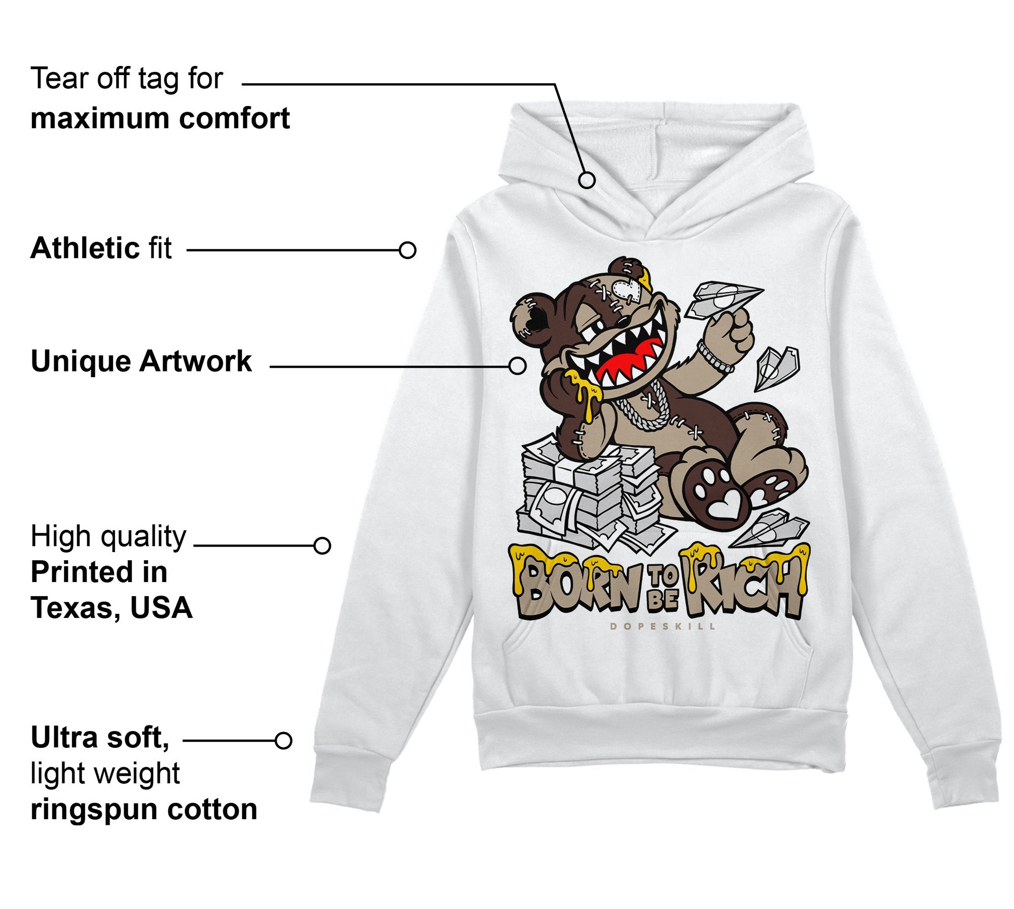 Latte 1s superstreetwear Hoodie Sweatshirt Born To Be Rich Graphic