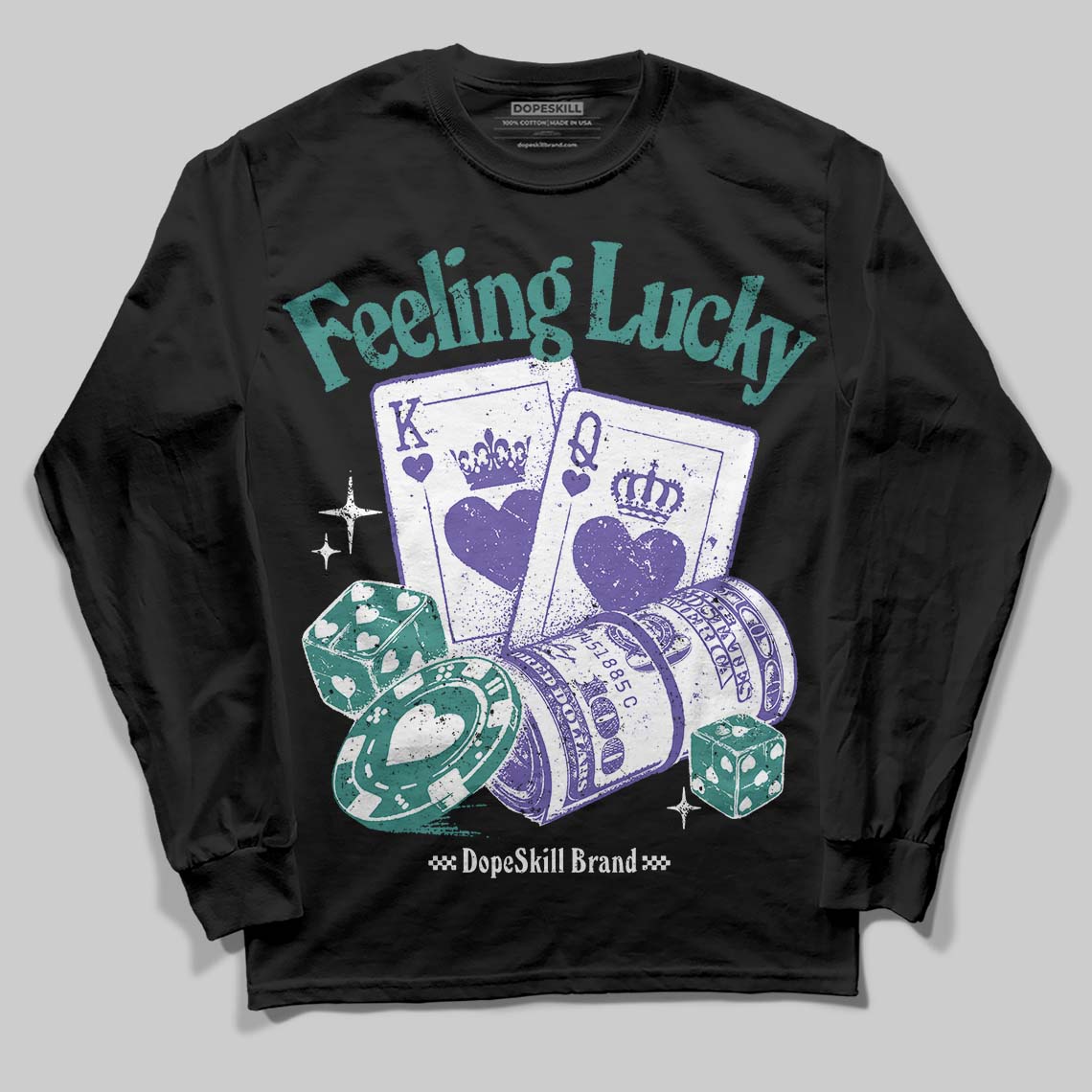 Grape 5s superstreetwear Long Sleeve T-Shirt Feeling Lucky Graphic