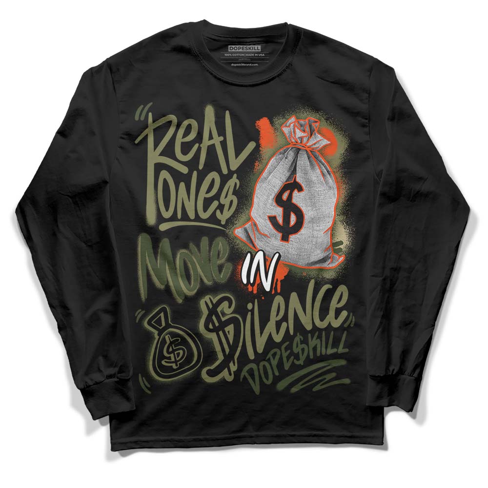 Olive Collection superstreetwear Long Sleeve T-Shirt Real Ones Move In Silence Graphic