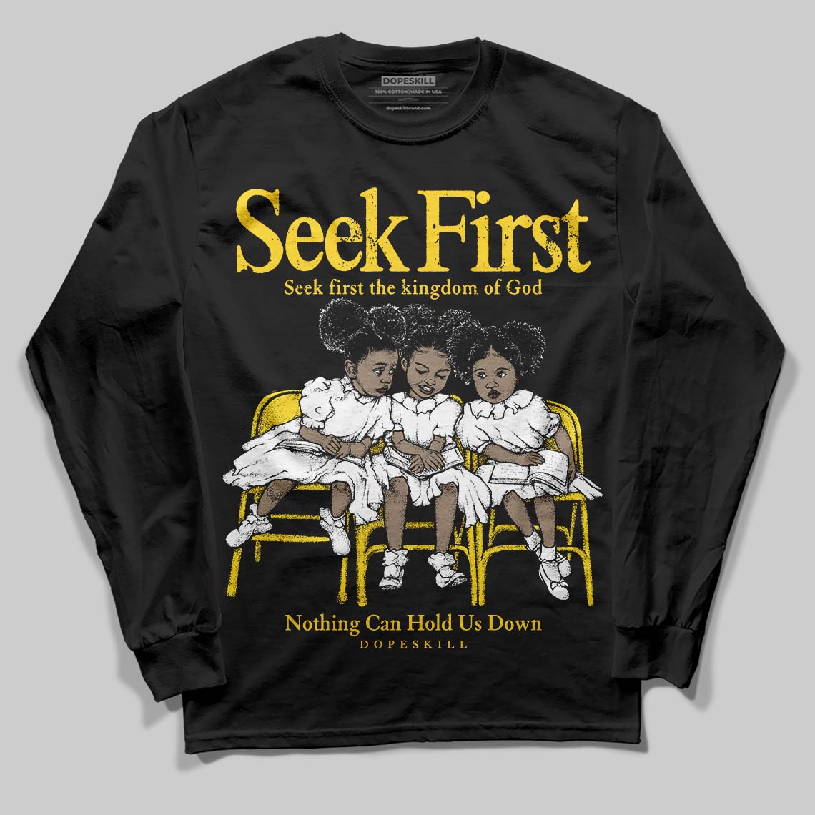 Black Tour Yellow AJ 4 Thunder superstreetwear Long Sleeve T-Shirt New Seek First Graphic
