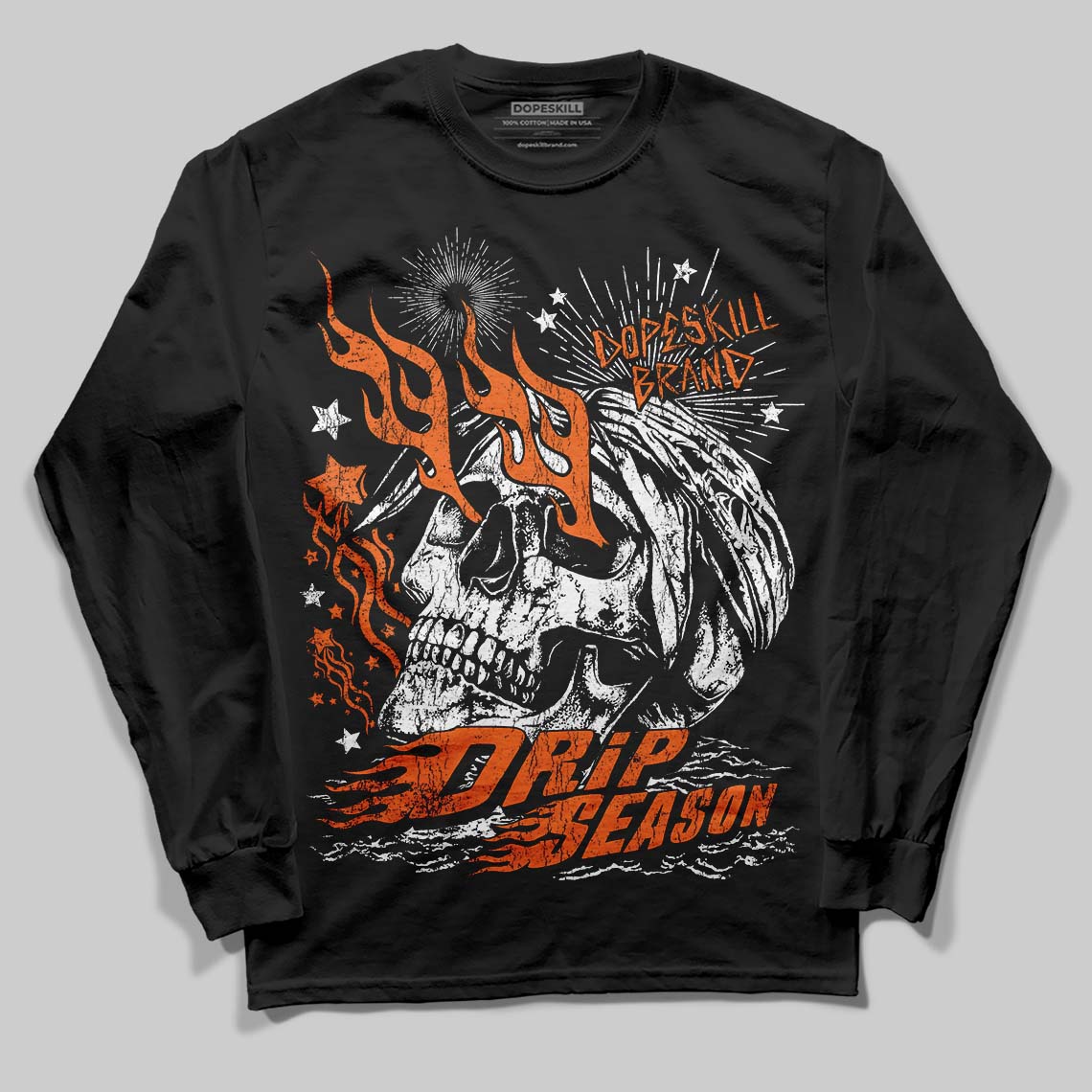 Orange Black White superstreetwear Long Sleeve T-Shirt Drip Season Graphic