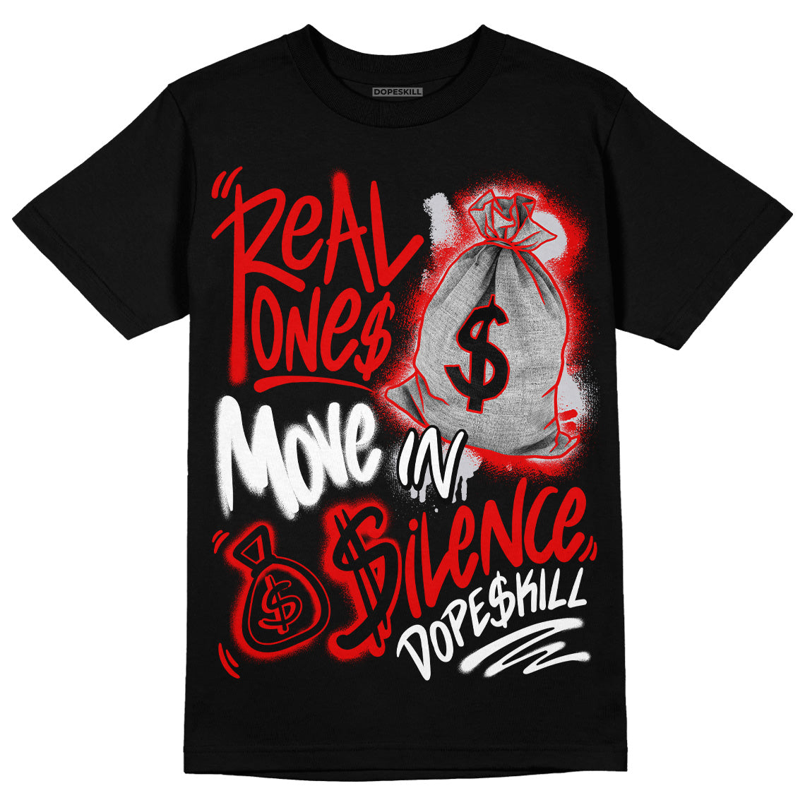 Red Cement 4S superstreetwear T-Shirt Real Ones Move In Silence Graphic
